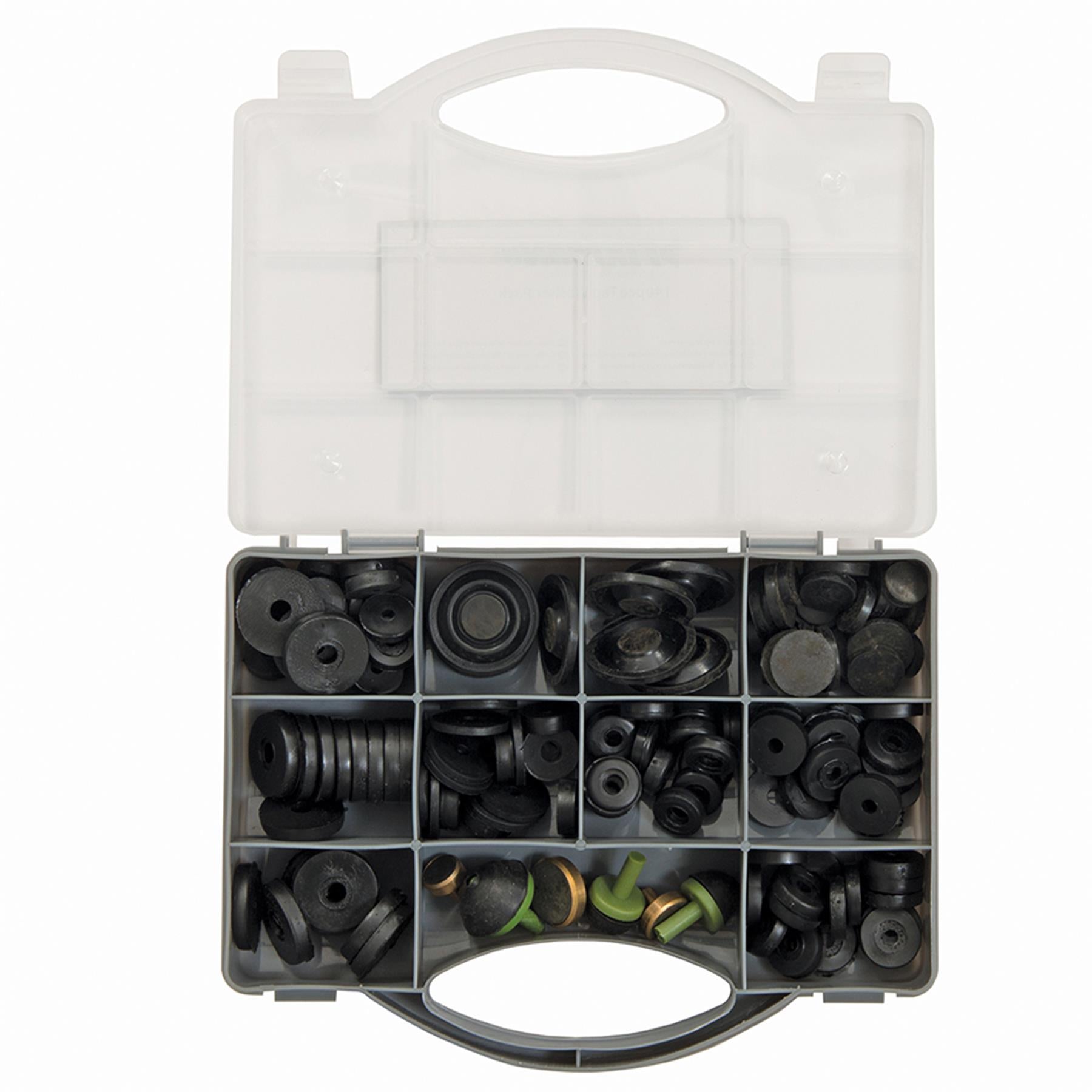 140Pce Tap Washers Assortment Pack Rubber Flat, Domed Washers & Jumpers