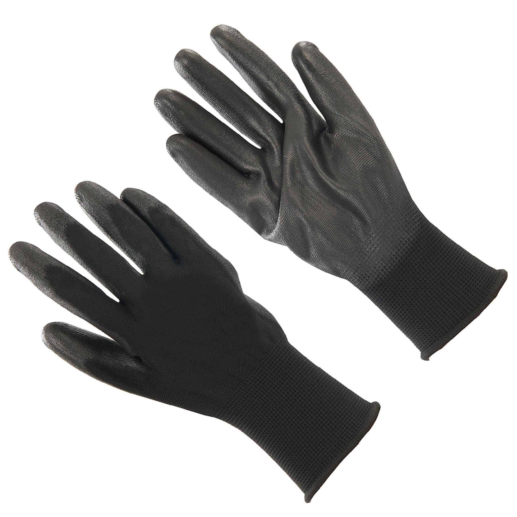 20x PU Palm Coated Work Wear Gardening Black Safety Gloves XL 11