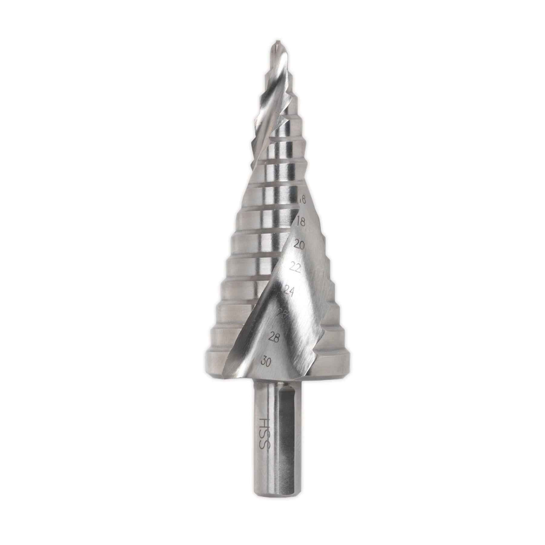 Sealey Step Drill Bit HSS 4341 Double Spiral Flute 4-30mm Hole Cutter AK4748