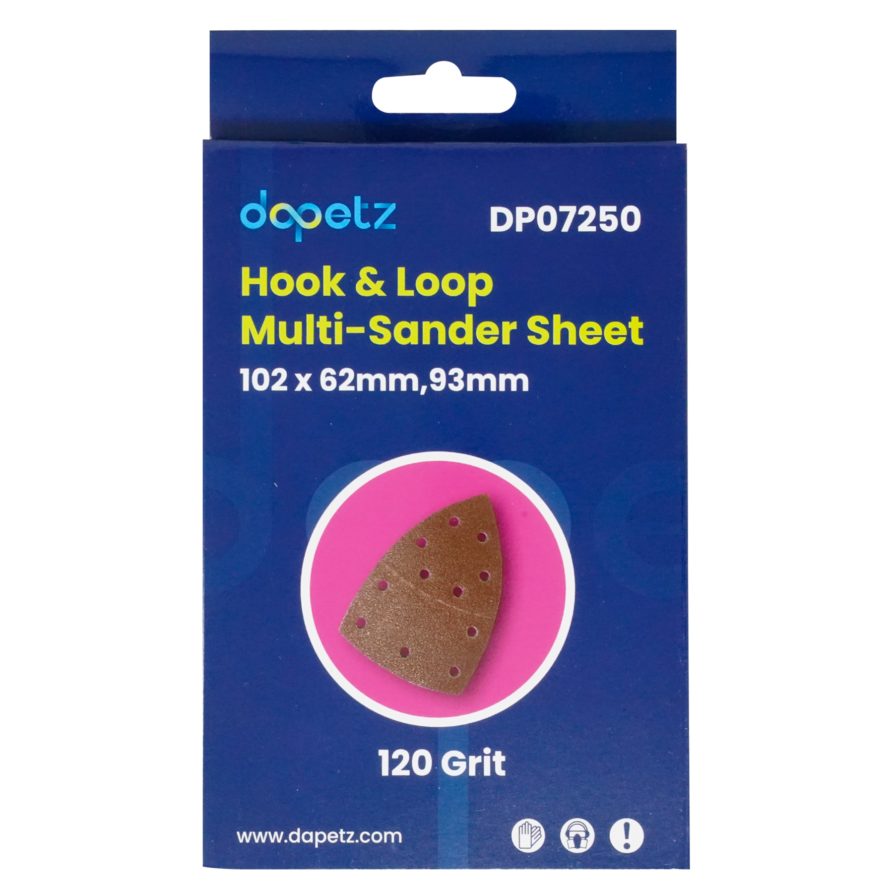 120Grit Hook & Loop Multi-Sander Sheets 102 x 62mm, 93mm 10pk w/ 11 Punched Hole