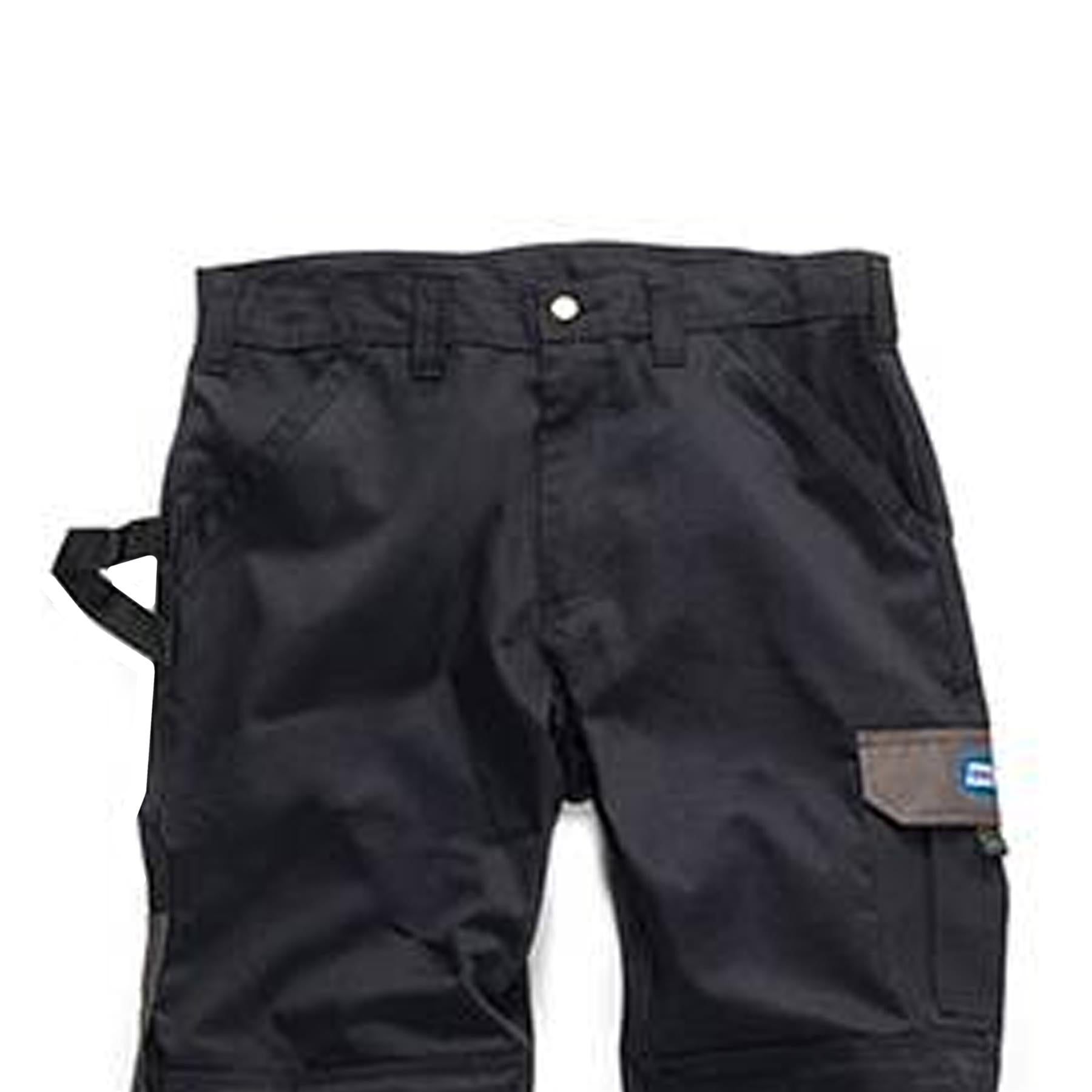 Tough Grit Work Trousers Kneepad & Cargo Pockets Working Pants Black 32L