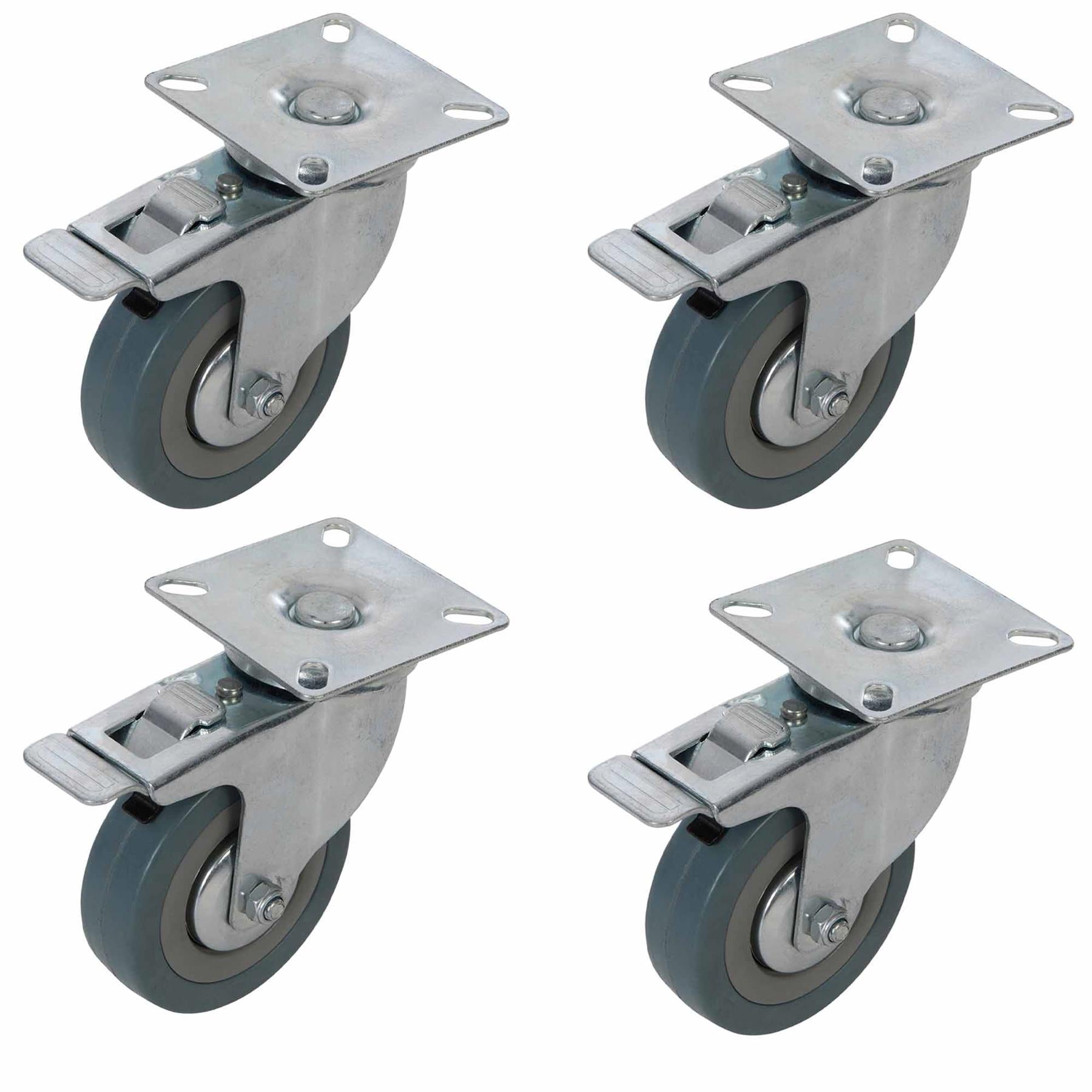 Heavy Duty Swivel Rubber Castor Caster Wheels Cart Wheel 100mm 4 PC