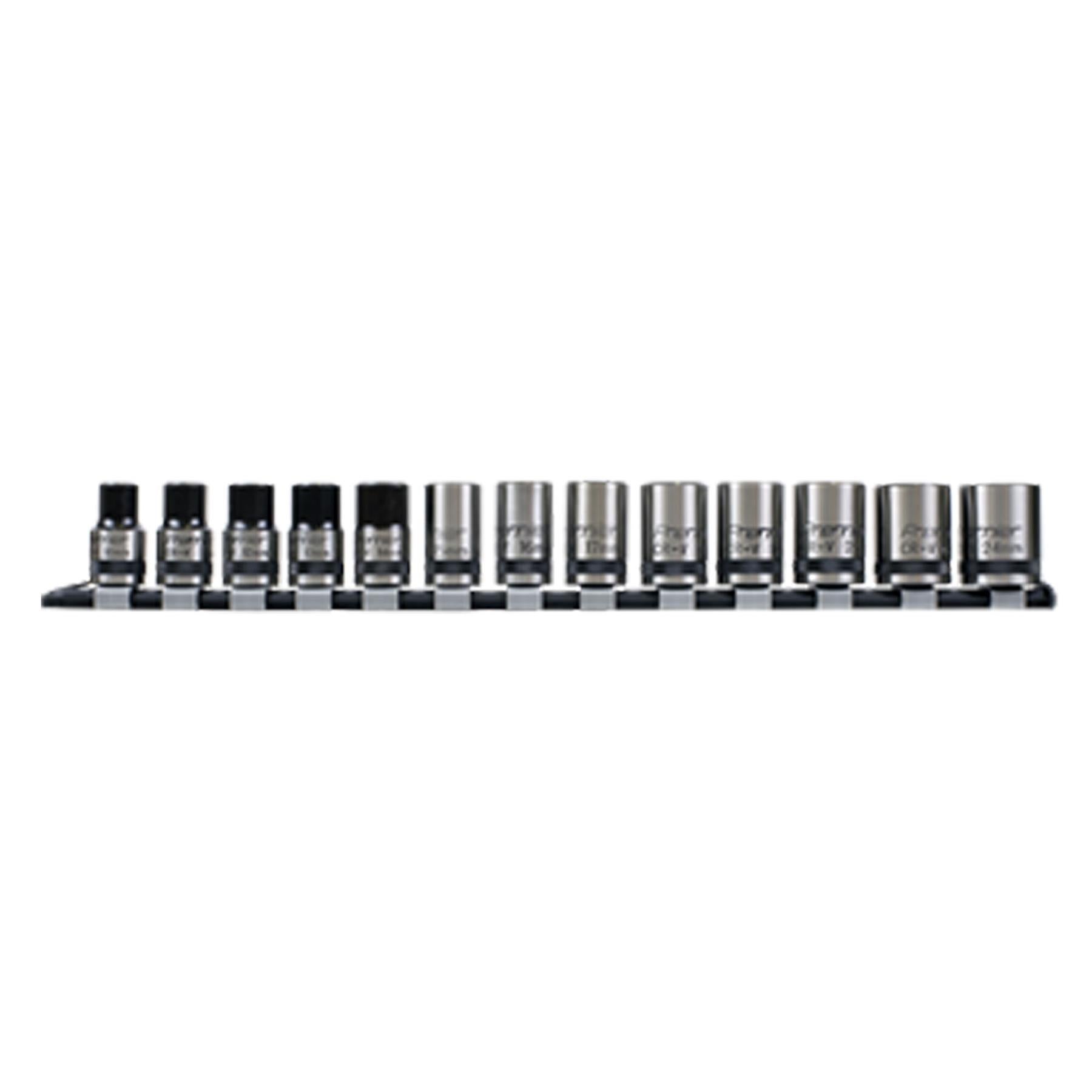 Sealey Socket Set 13pc 1/2"Sq Drive Lock-On� 6pt Metric - Black Series