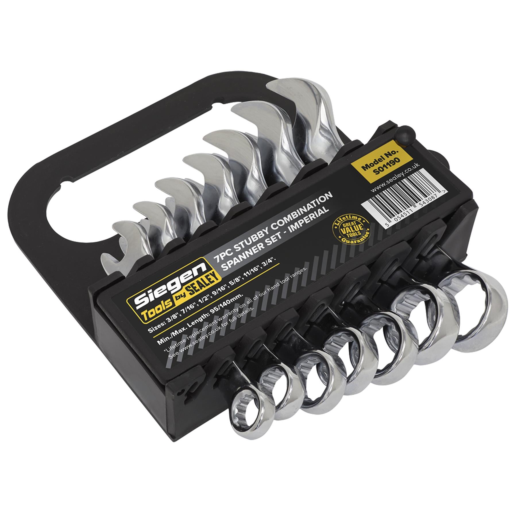 Sealey Combination Spanner Set 7pc Stubby Imperial