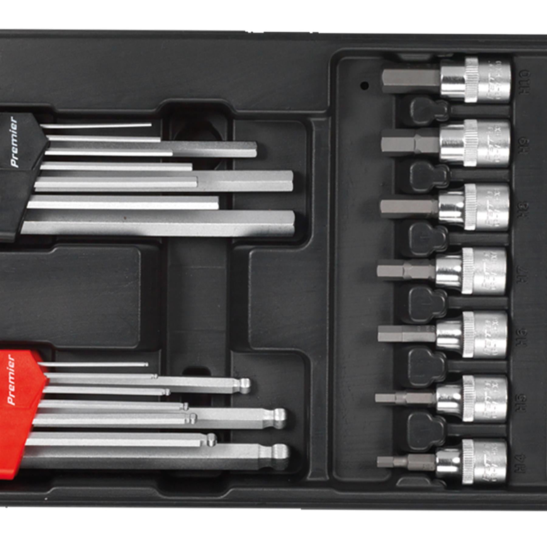 Sealey Tool Tray with Hex/Ball-End Hex Keys & Socket Bit Set 29pc