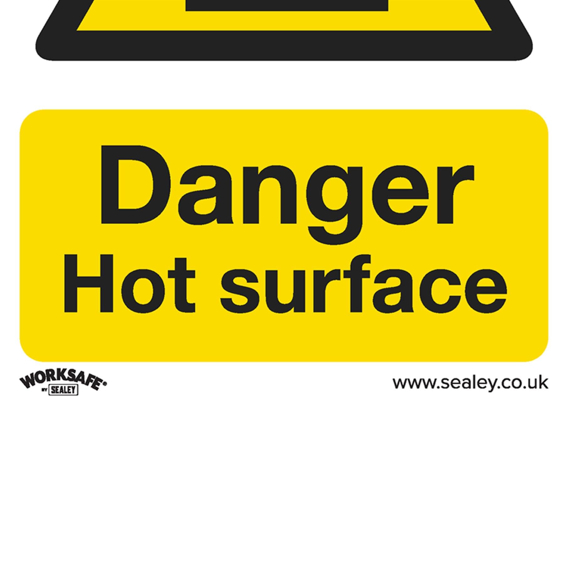 Sealey Safety Sign - Danger Hot Surface - Rigid Plastic - Pk of 10