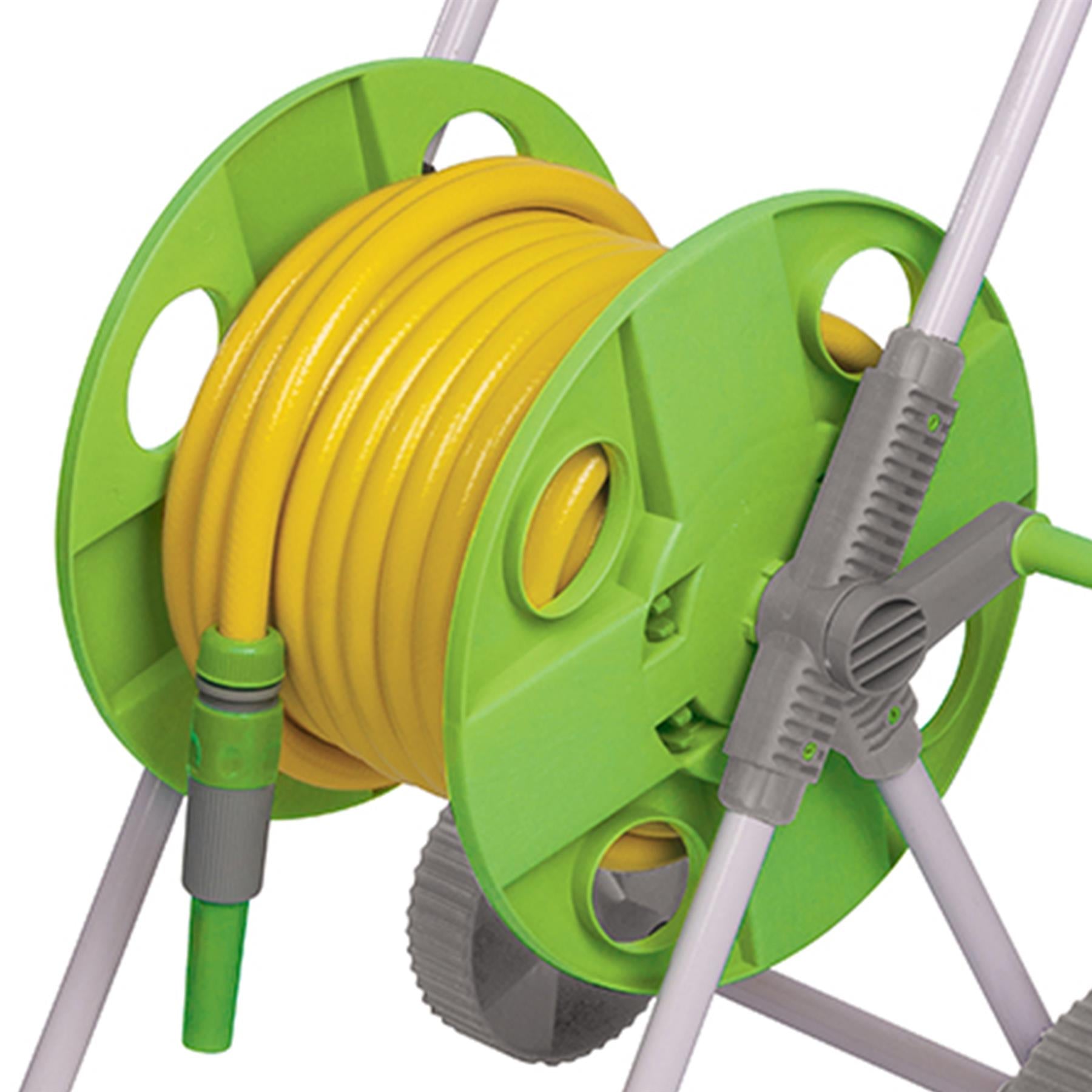 Wheeled Lightweight Garden Hose Pipe Reel Cart 45M Capacity Easy To Wheel