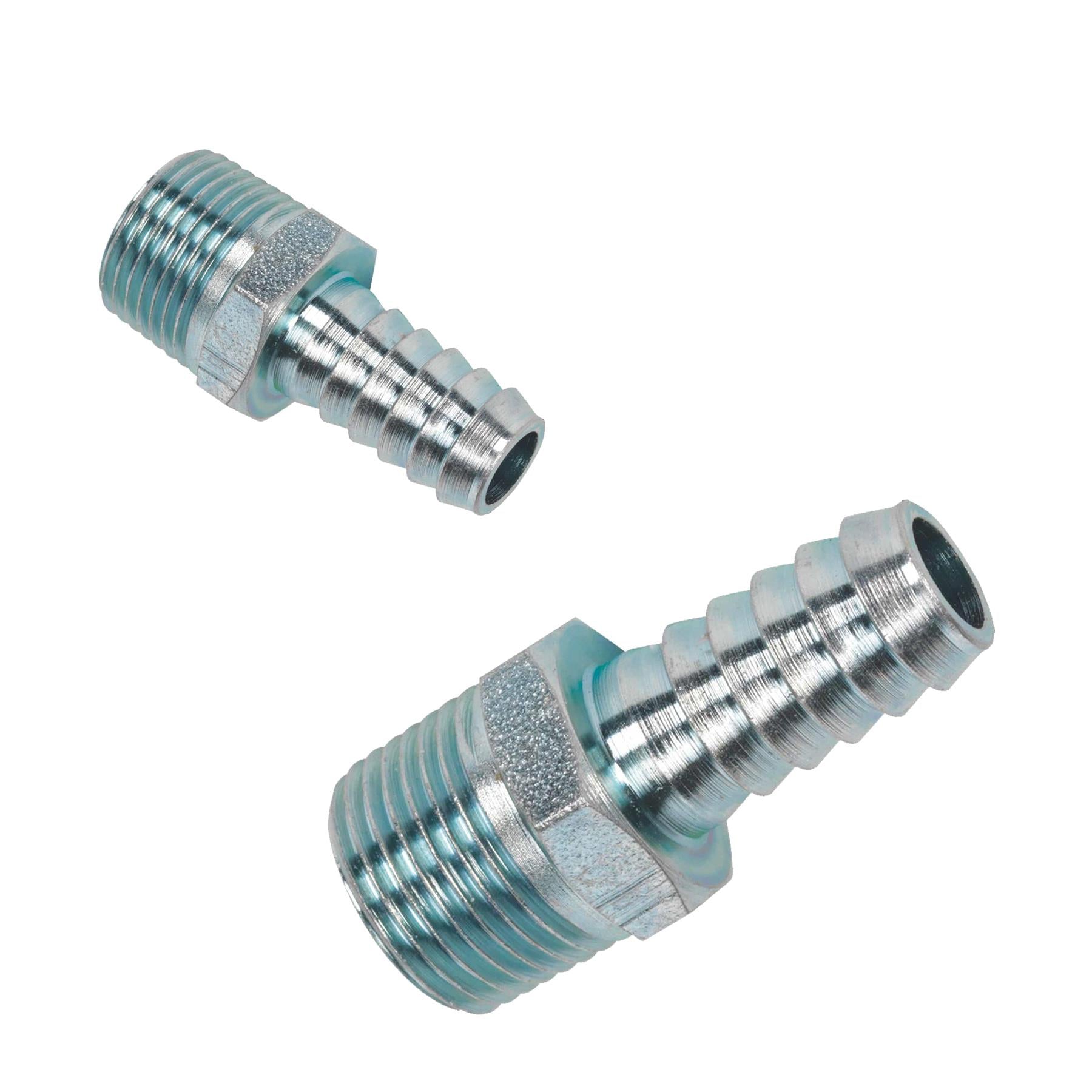 Screwed Tailpiece Male 3/8"BSPT - 3/8" Hose Pack of 5. Sealey