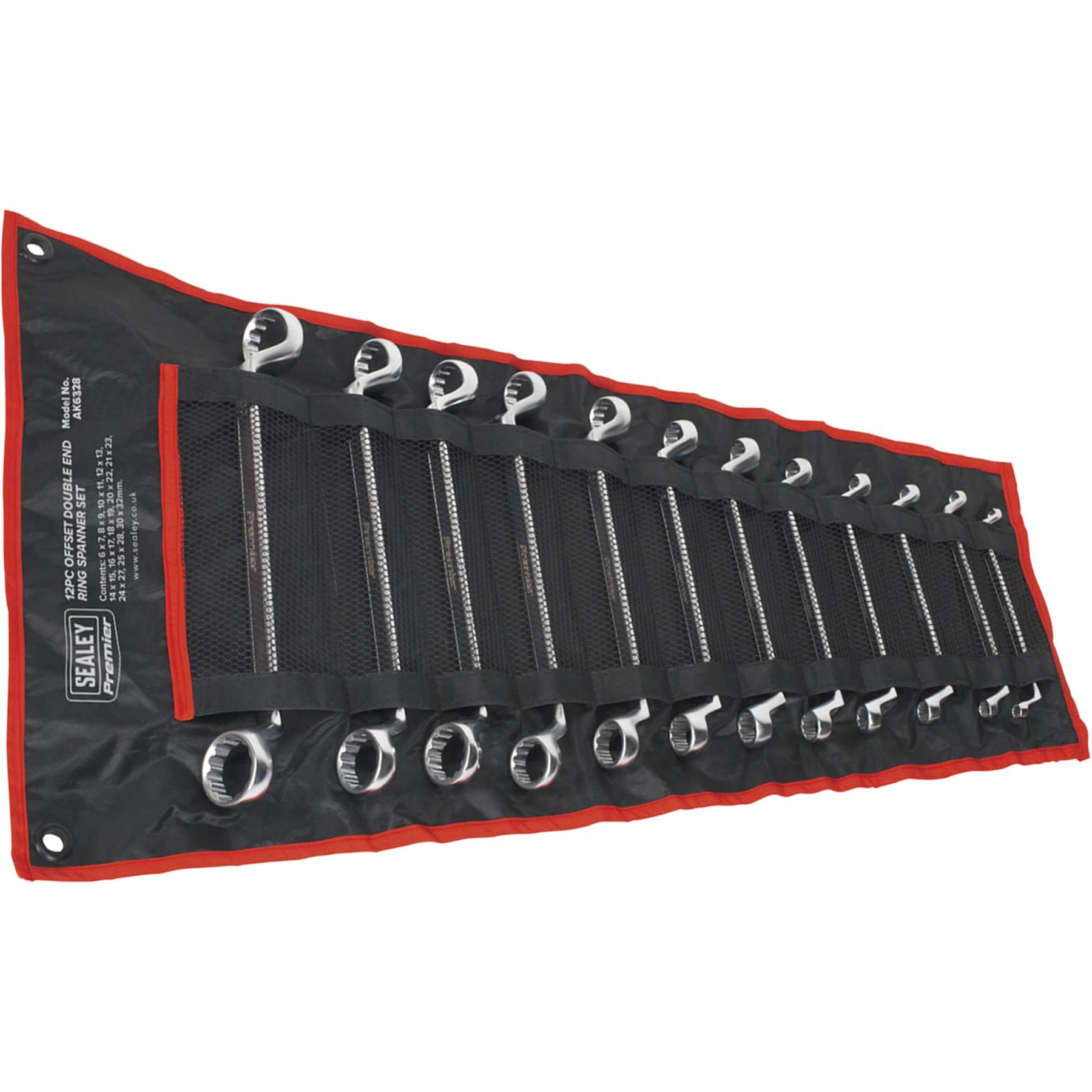 Sealey Offset Double End Ring Spanner Set 12pc Metric