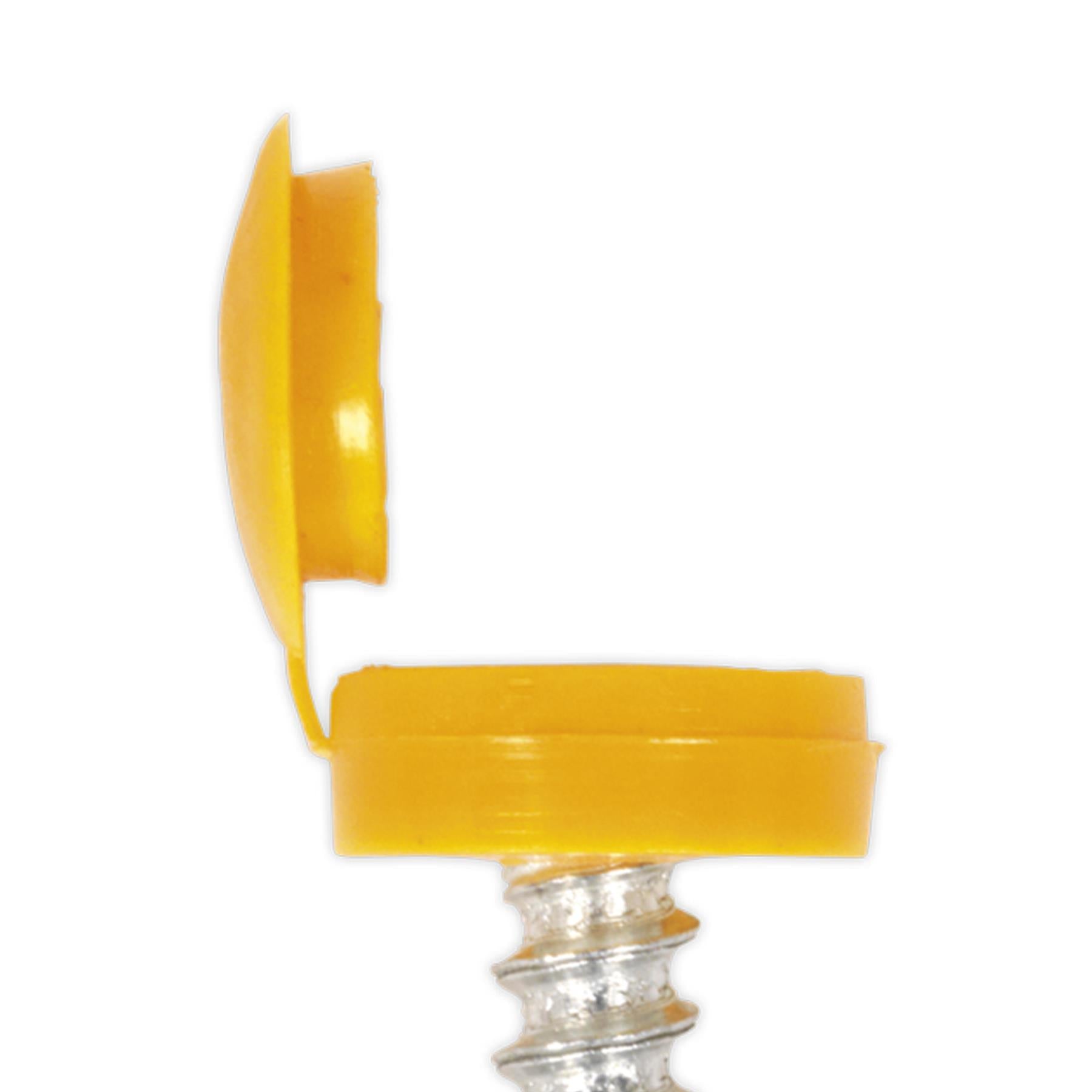 Sealey Numberplate Screw with Flip Cap 4.2 x 19mm Yellow Pk of 50