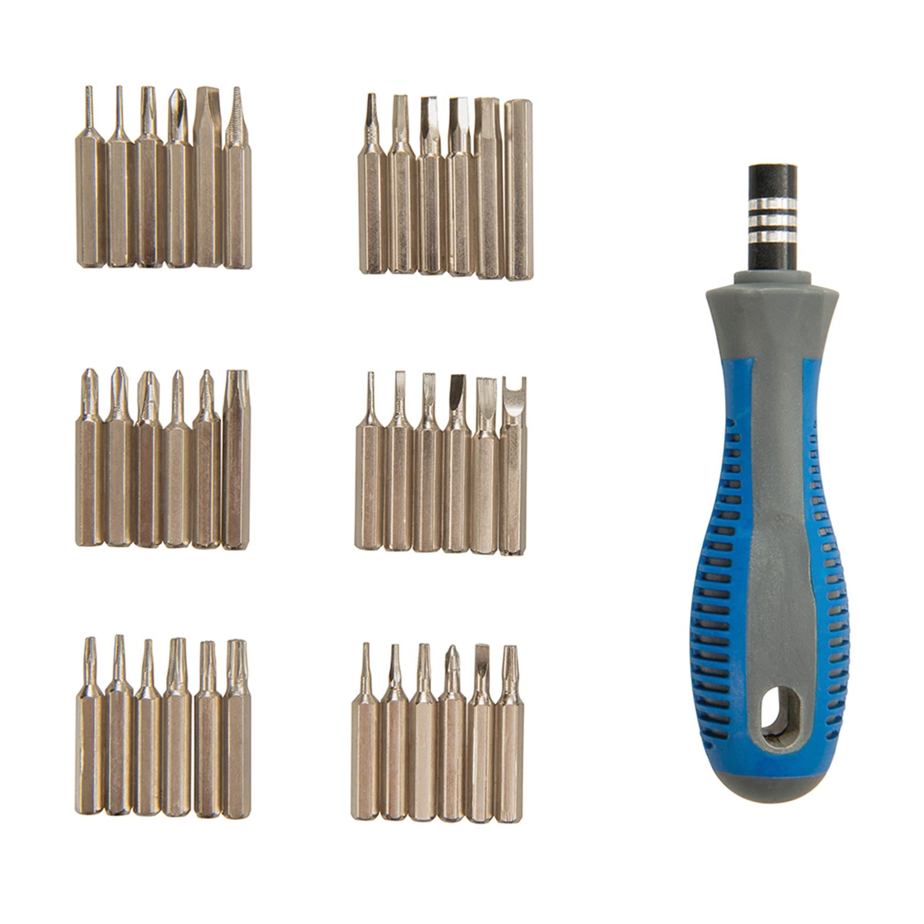 Precision Screwdriver Bit Set 37pc Chrome-plated Bit Set/soft-grip driver handle