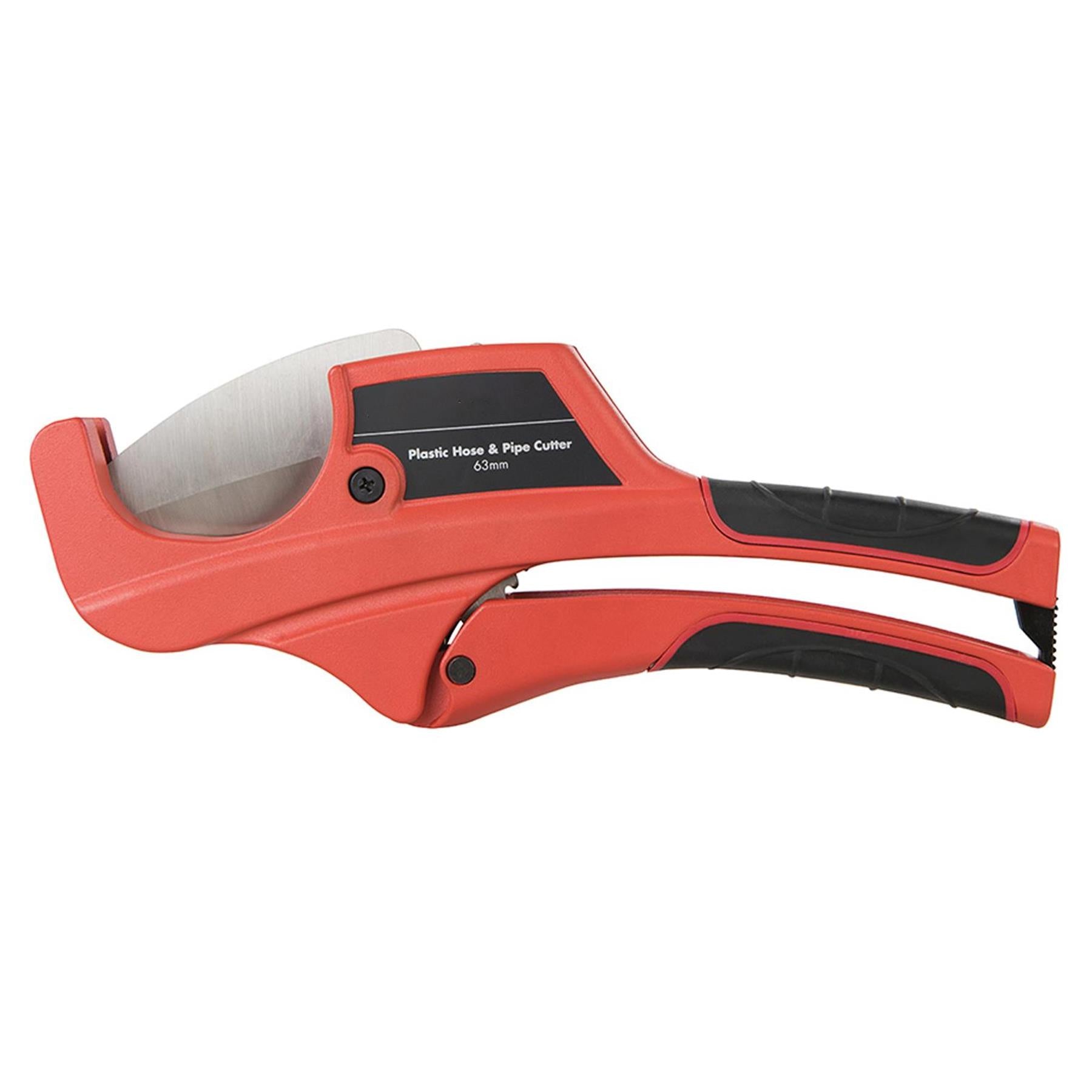 Ratchet Action 63mm Plastic Pipe Cutter Plumbing Tool PVC Water Tube Hose