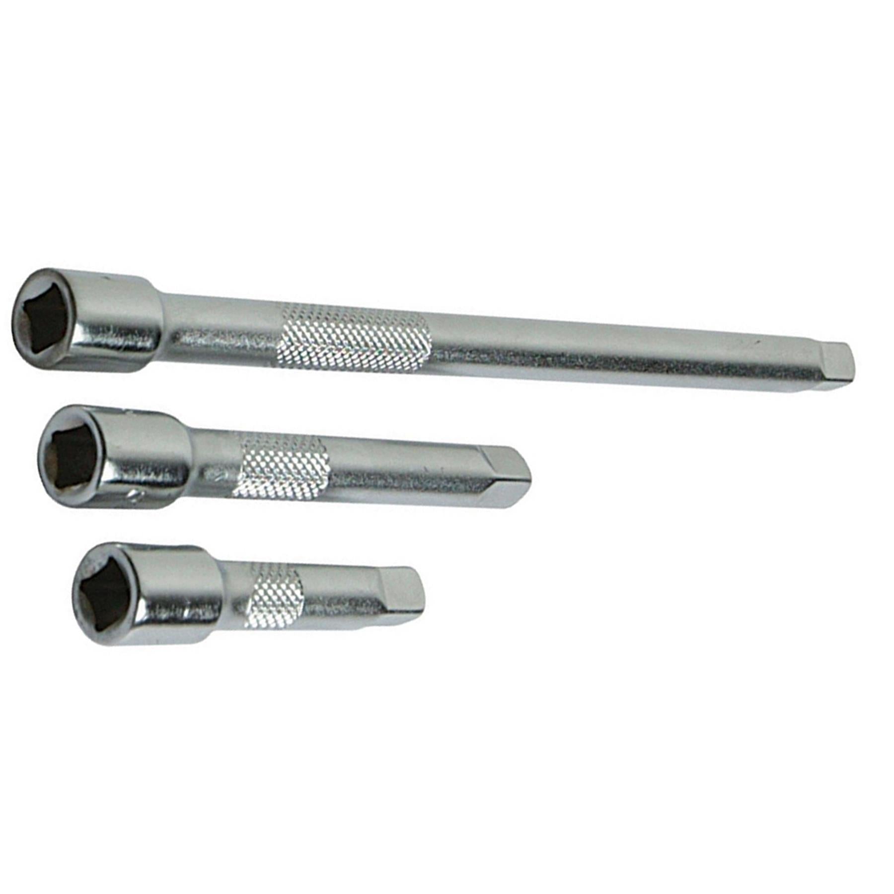 3Pce Extension Bar Set 1/4" Hardened Tempered Chrome-Plated And Polished