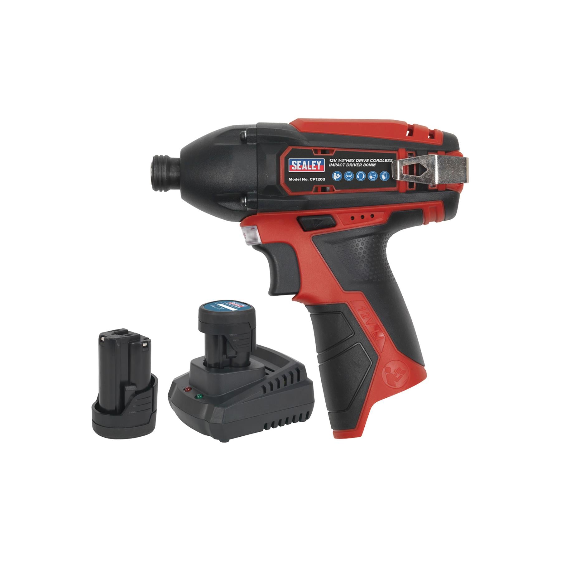 Sealey Impact Driver Kit 1/4" Hex Drive 12V Li-ion - 2 Batteries