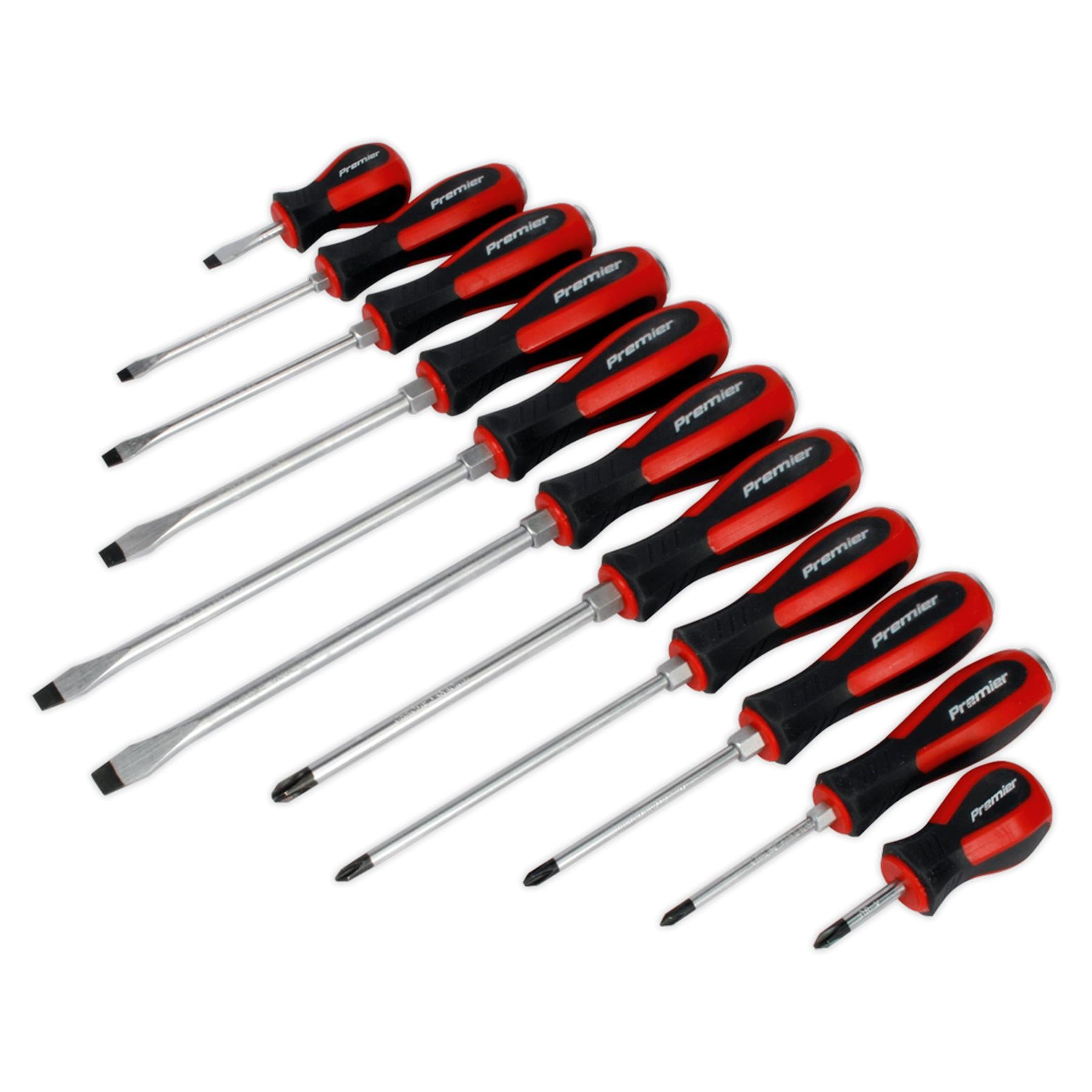 Sealey 11pc Screwdriver Set Hammer Thru Slotted Phillips Hammer Strike 38-200mm