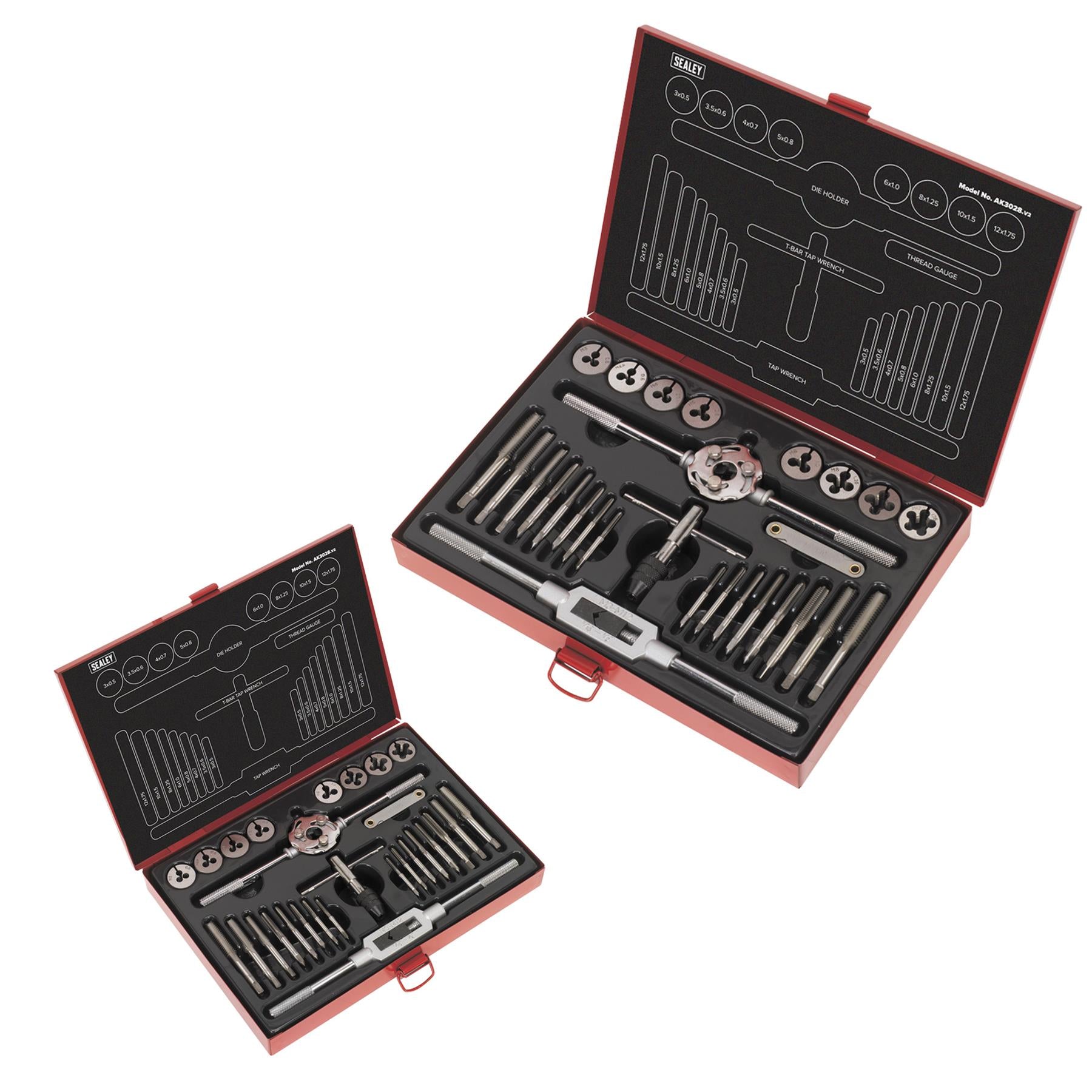 Sealey 28pc Tap and Die Set Split Dies Metric Thread Cutting Tool M3 - M12 Steel