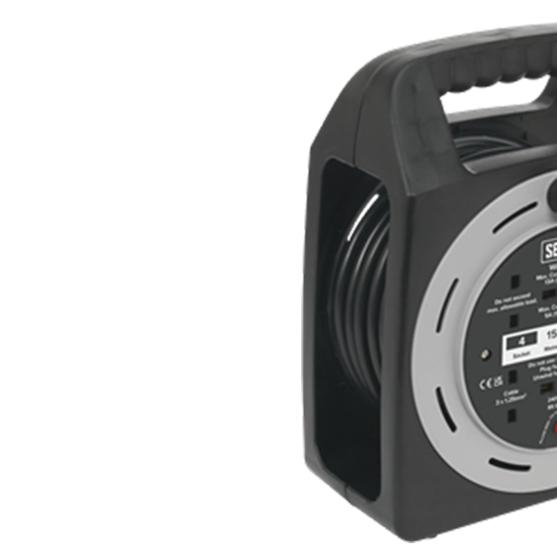 Sealey Cable Reel Box Type 15m 4 x 230V 1.25mm� Thermal Trip