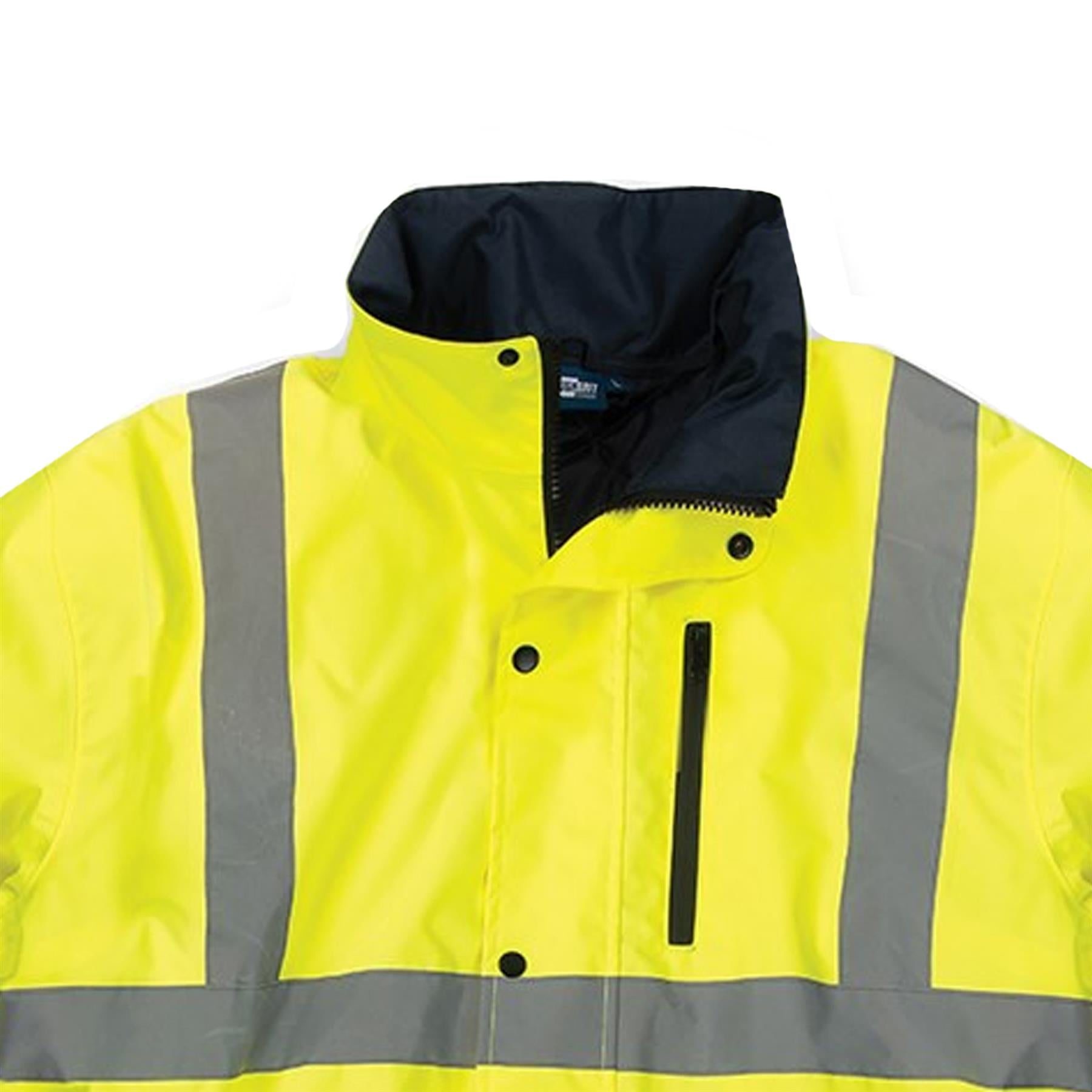 Tough Grit Hi-Vis 2-Tone Jacket Waterproof Coat Workwear Yellow/Navy XL