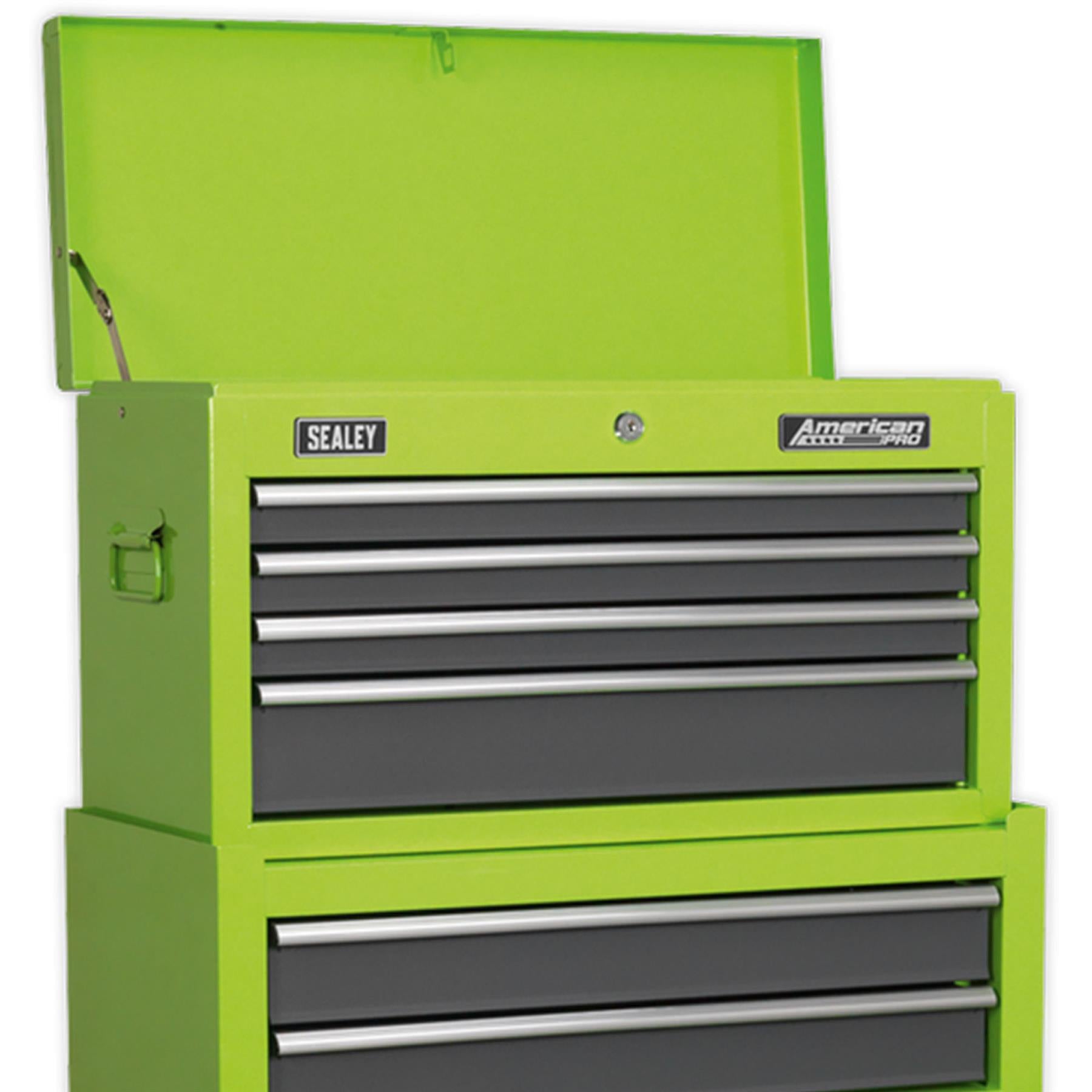 Sealey Topchest & Rollcab Combo 6 Drawer- Hi-Vis Green/Grey