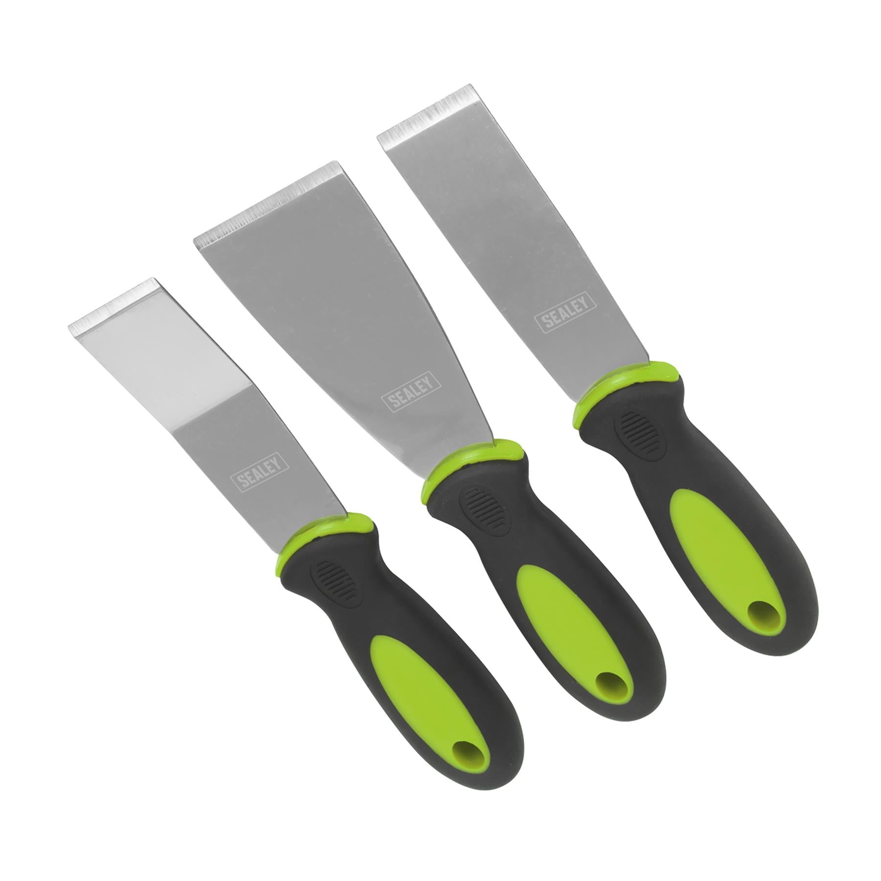 Sealey 3pc Scraper Set Rigid Blade Decorator Filling Wallpaper Paint Putty Knife