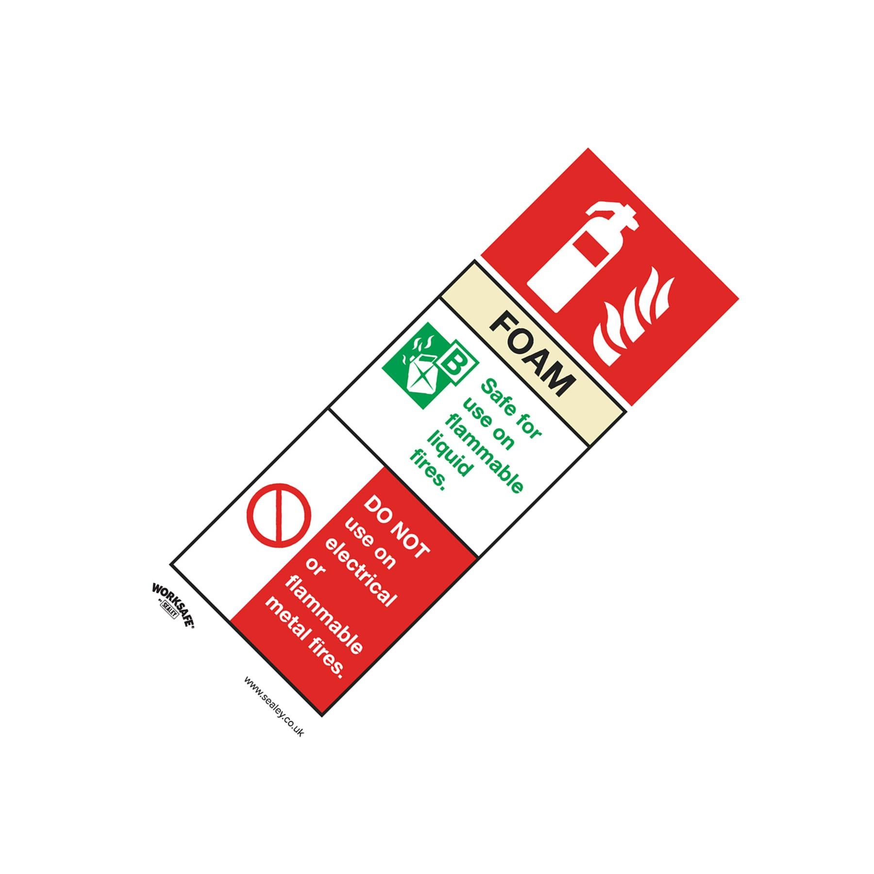 Sealey Safety Sign - Foam Fire Extinguisher - Rig Plast - Pk of 10