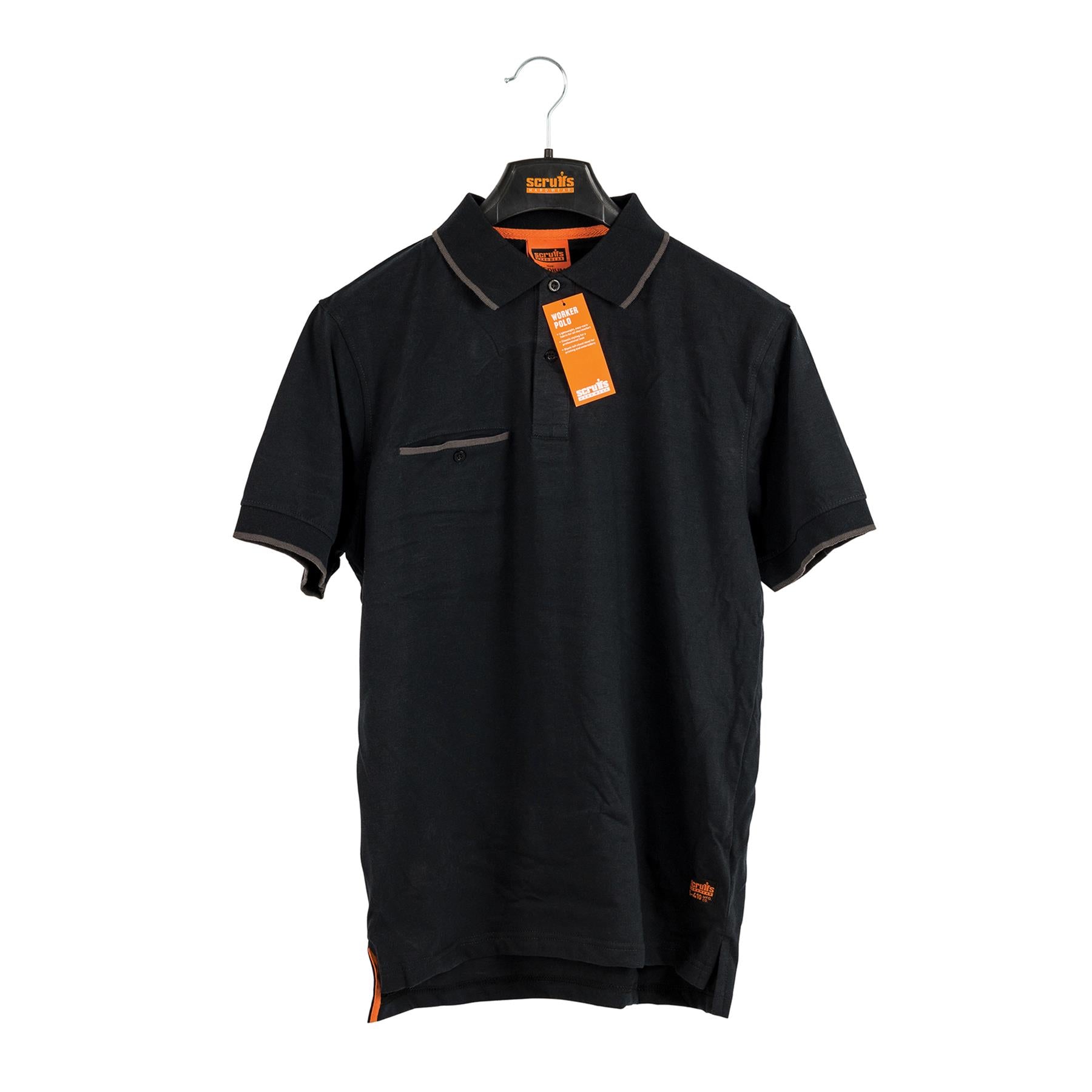 Scruffs Black Polo Shirt Short Sleeve Workwear Mens T Shirt Size S