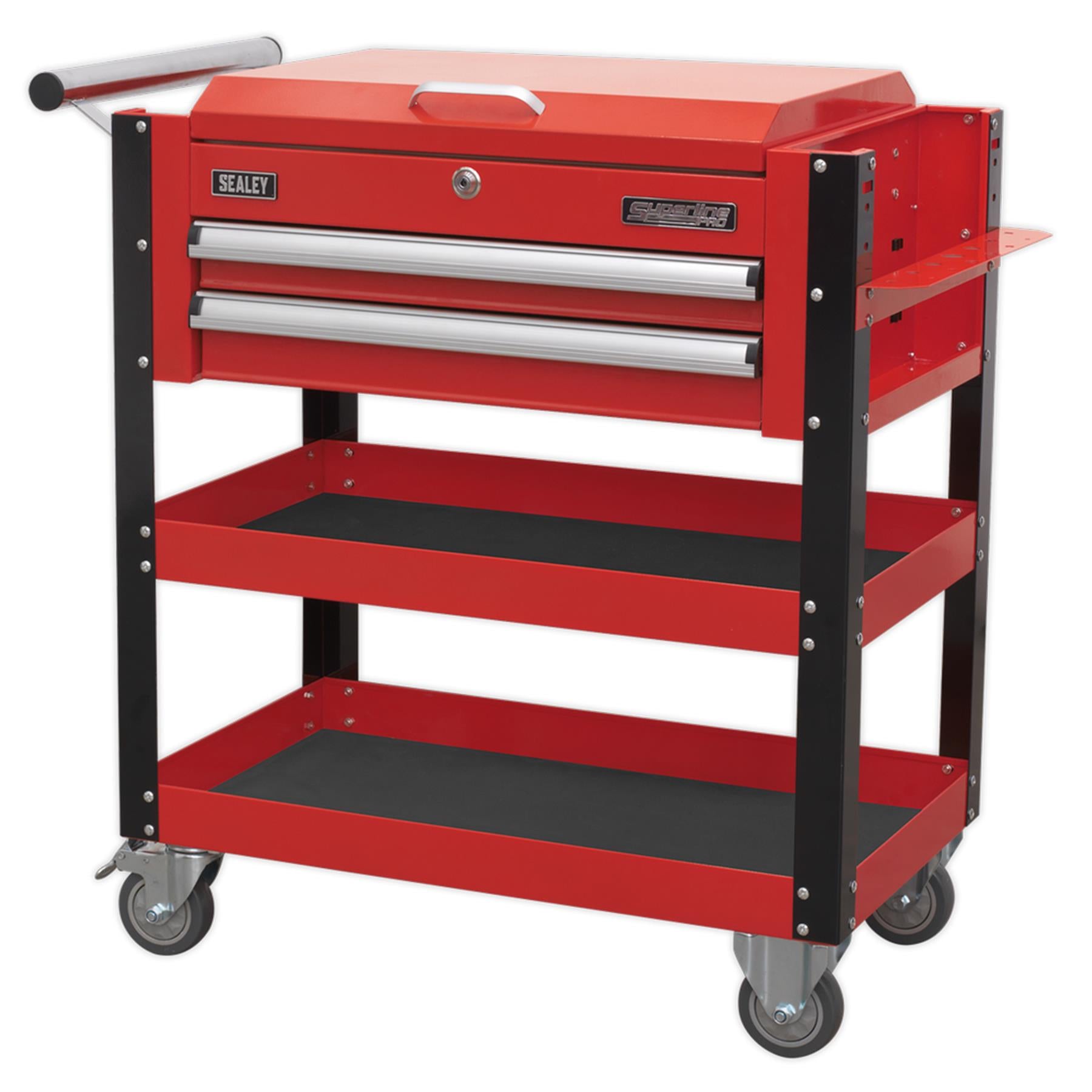 Sealey HD Mobile Tool & Parts Trolley 2 Drawer & Locking Top - Red