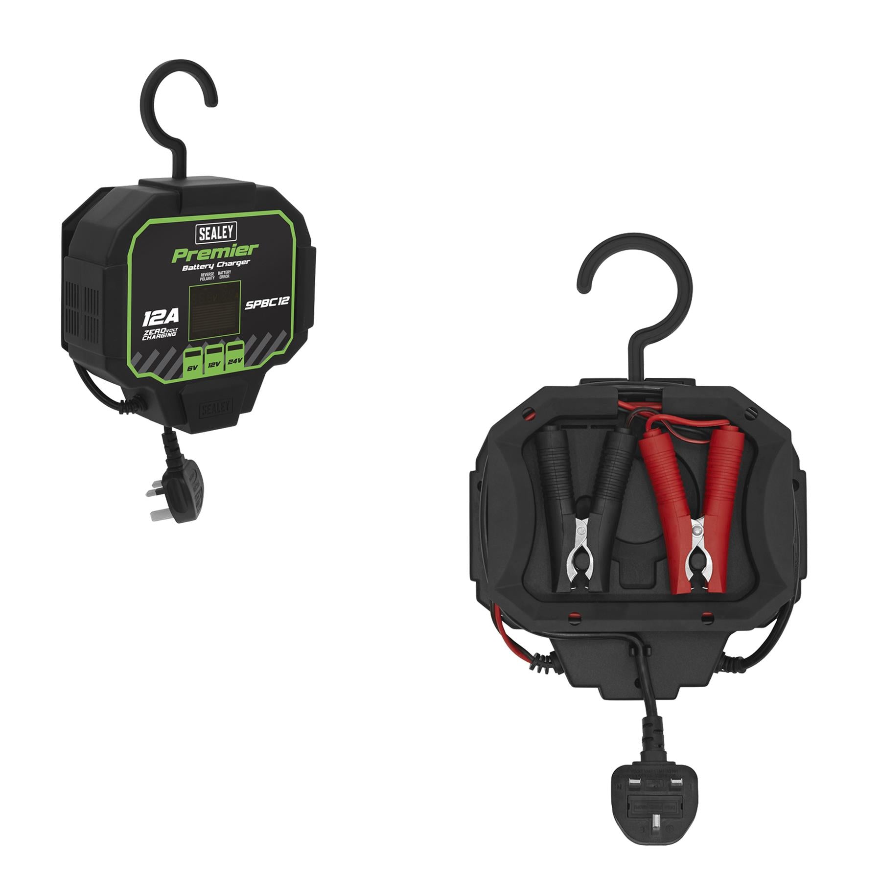Sealey Battery Charger 12A Fully Automatic Reverse Polarity Short Circuit