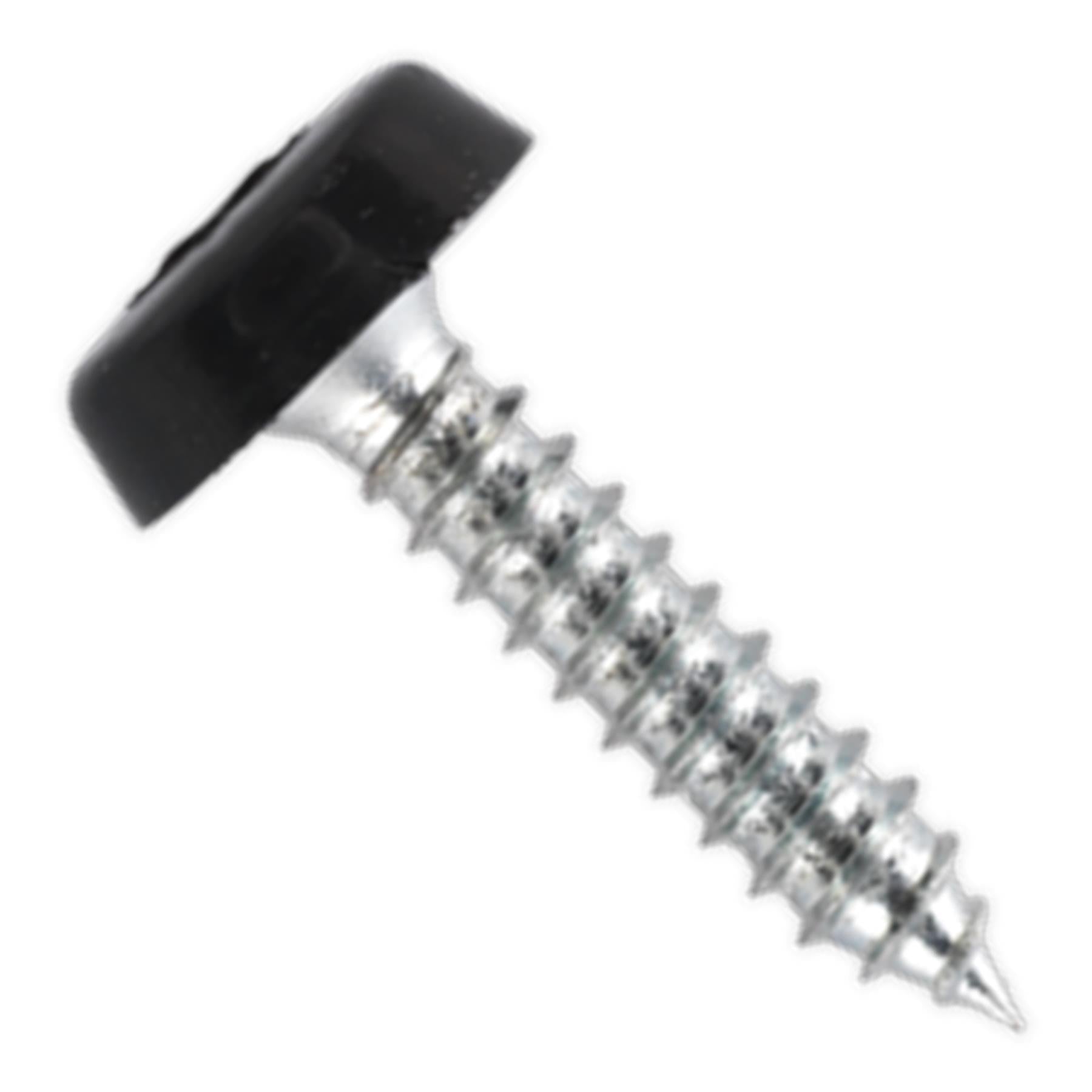 Sealey Numberplate Screw Plastic Head 4.8 x 24mm Black Pack of 50