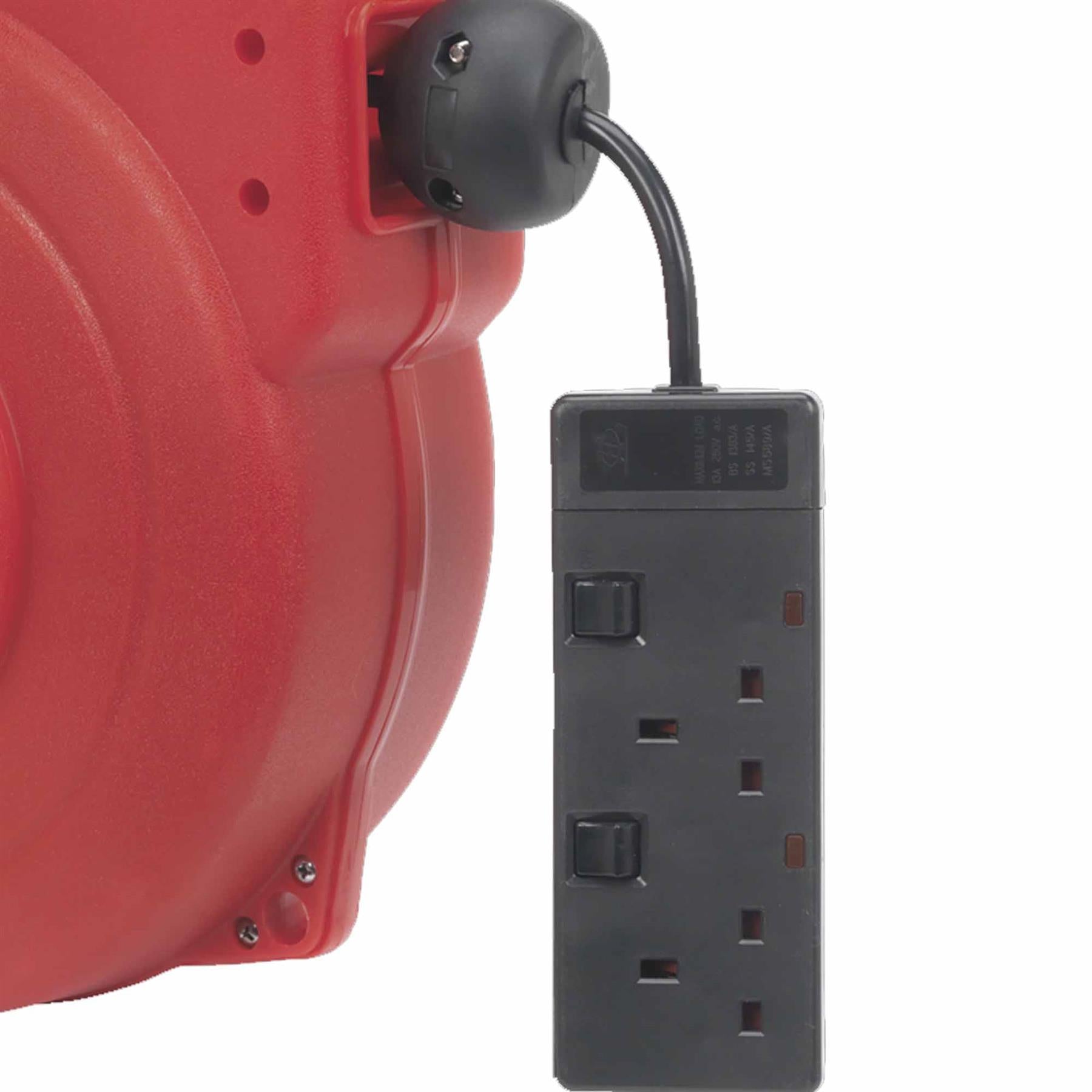 Sealey Cable Reel System Retractable 15m 2 x 230V Socket