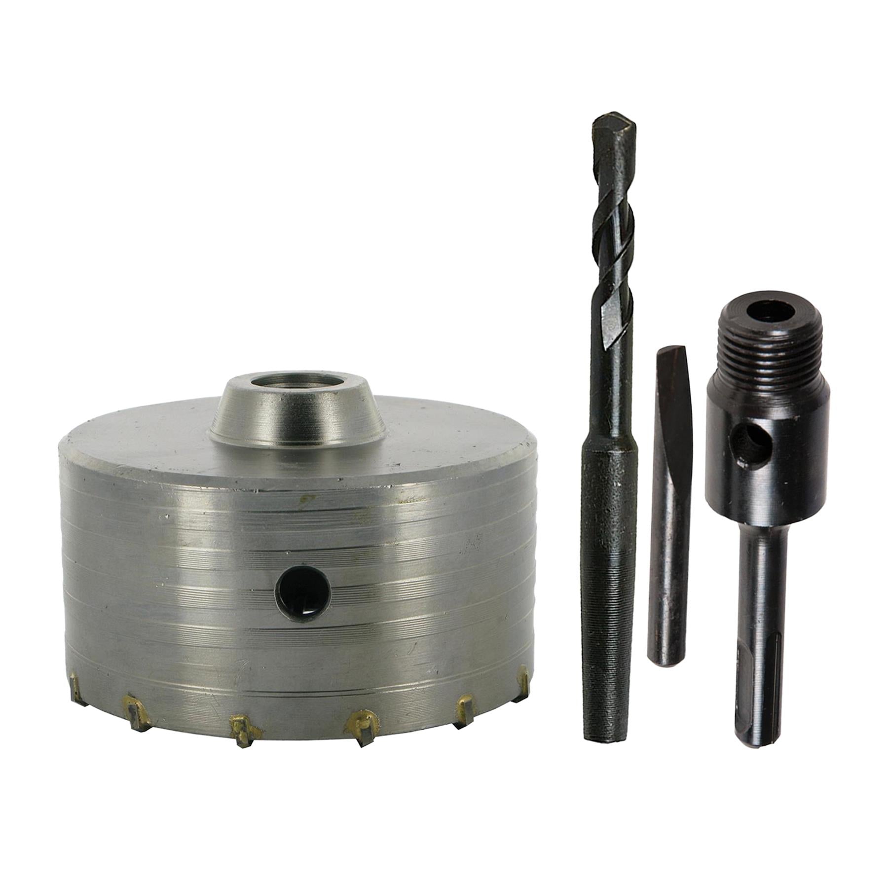 TCT Core Drill Bit 115mm Hole Saw Masonry Stone Brick SDS Plus 115mm Shaft Pilot