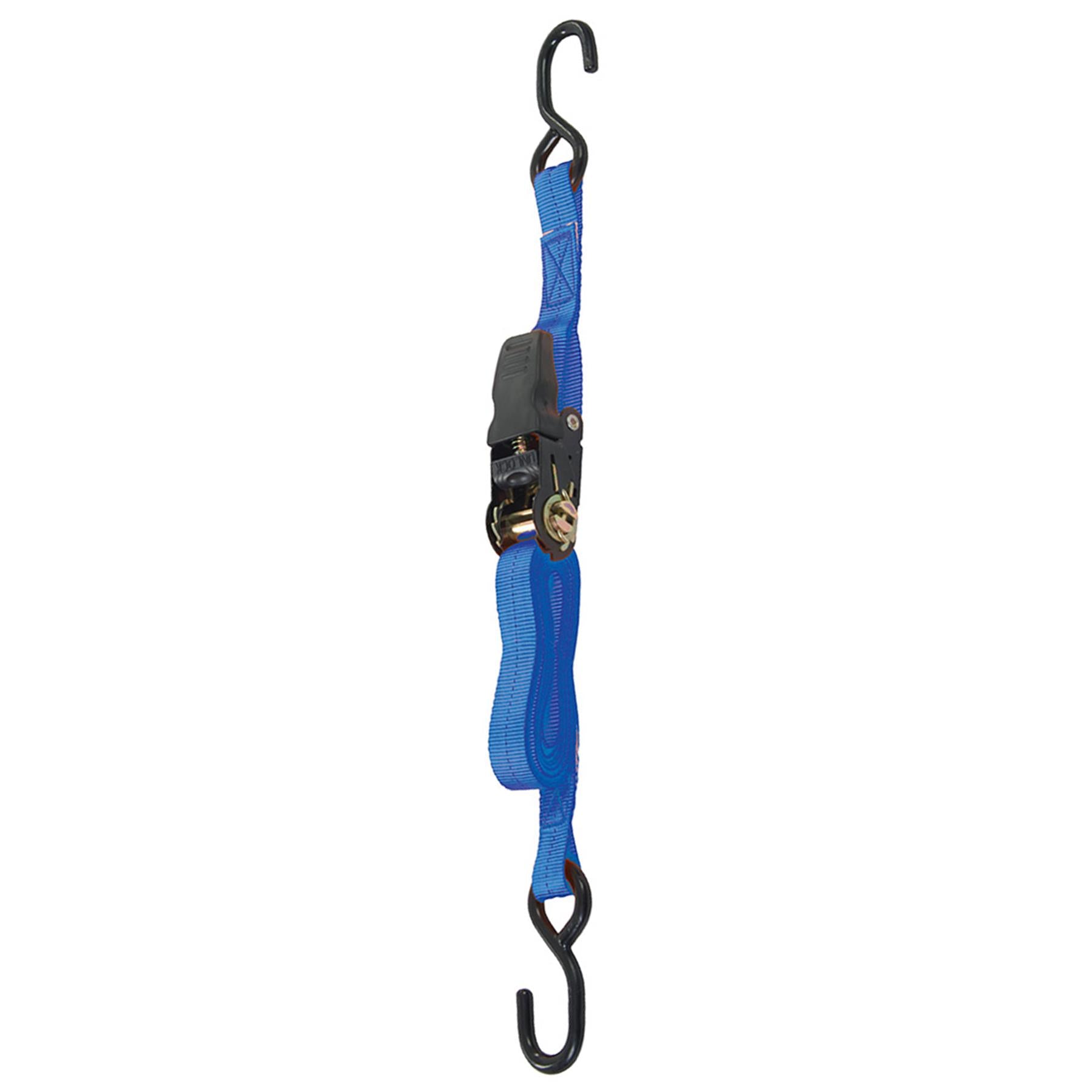 Rubber Handled Ratchet Tie Down Strap S-Hook 4M X 25mm 4Pk - Rated 250Kg