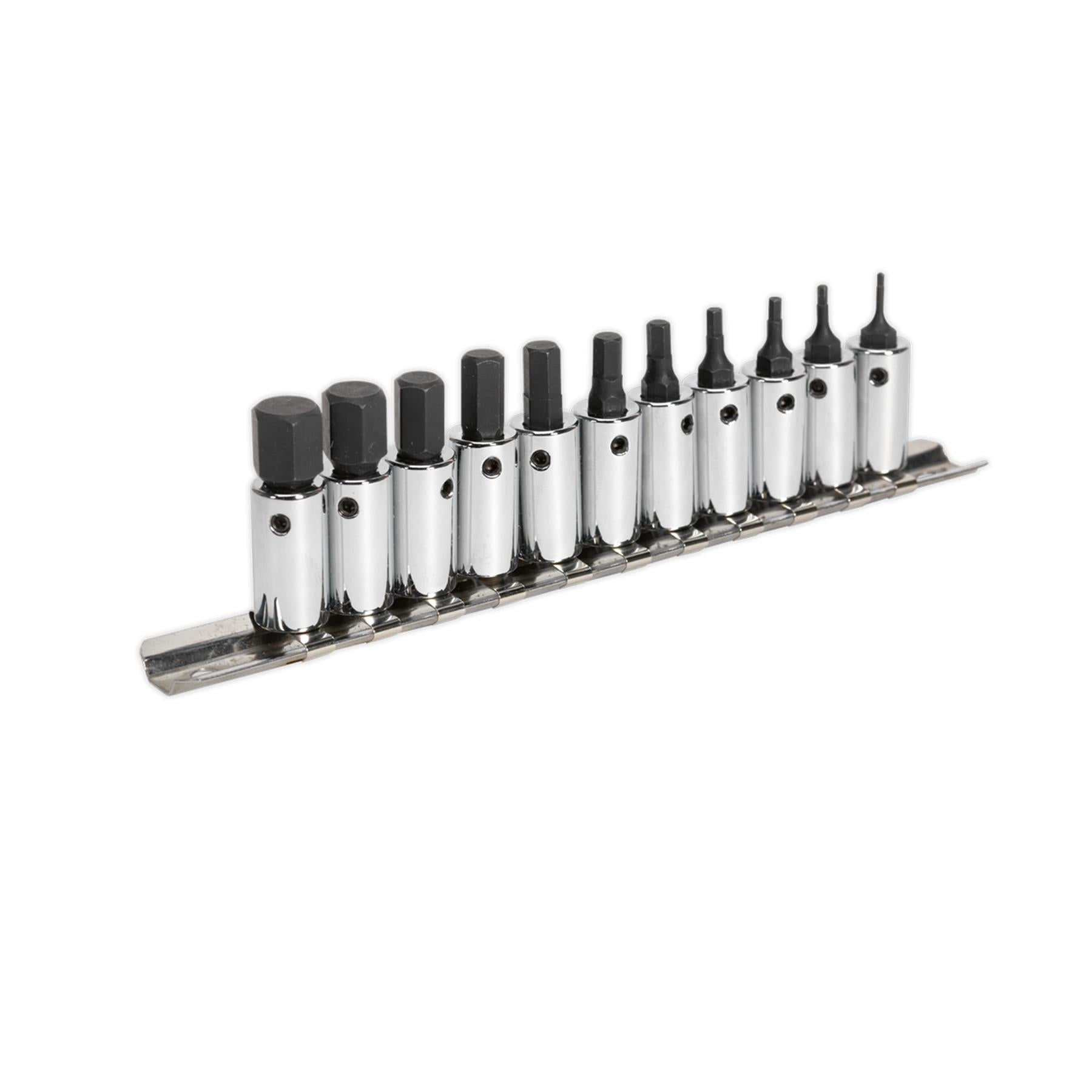 Sealey Hex Socket Bit Set 11pc 1/4"Sq Drive Metric