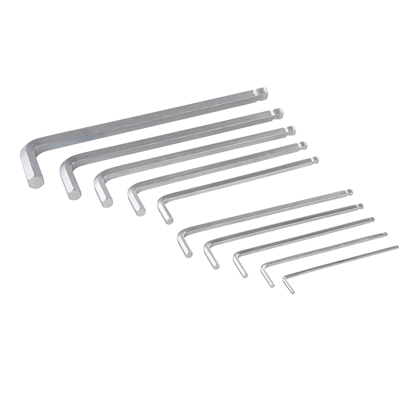 10Pce Hex Key Ball End Set 3mm - 17mm Chrome Vanadium With Satin Finish