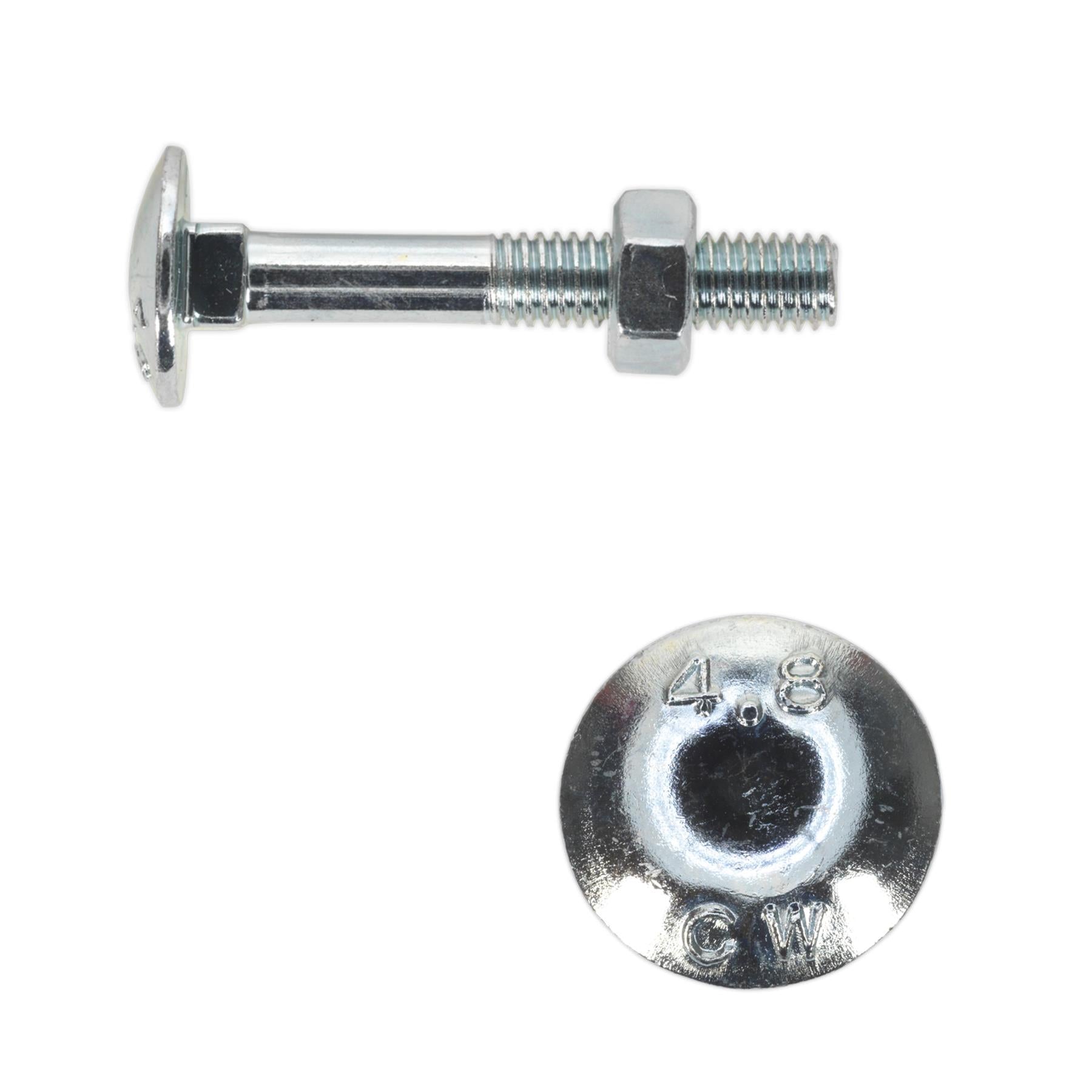 Sealey Coach Bolt & Nut DIN 603 - M6 x 40mm Zinc Pack of 100