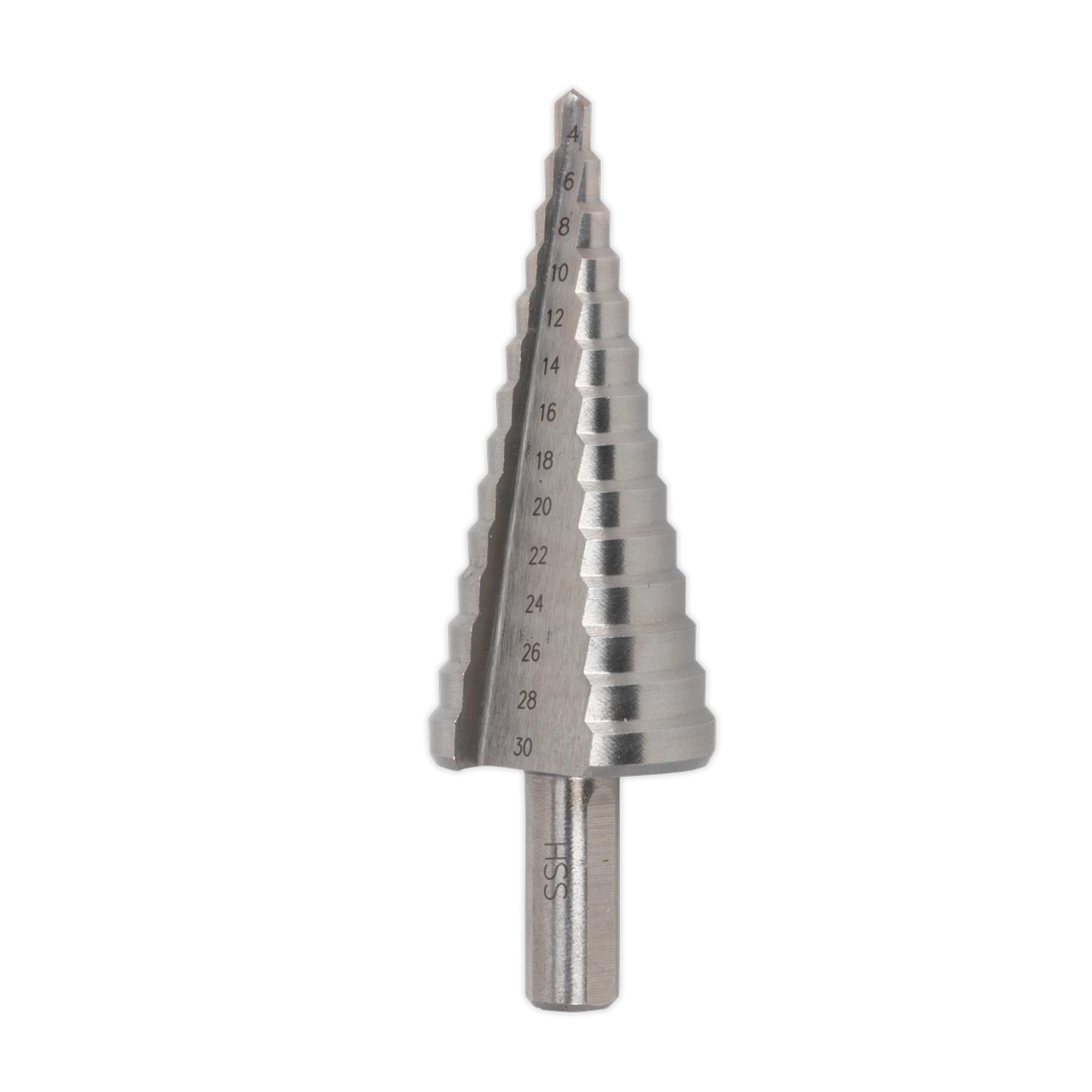 Sealey Step Drill Bit HSS 4341 Double Straight Flute 4-30mm AK4745