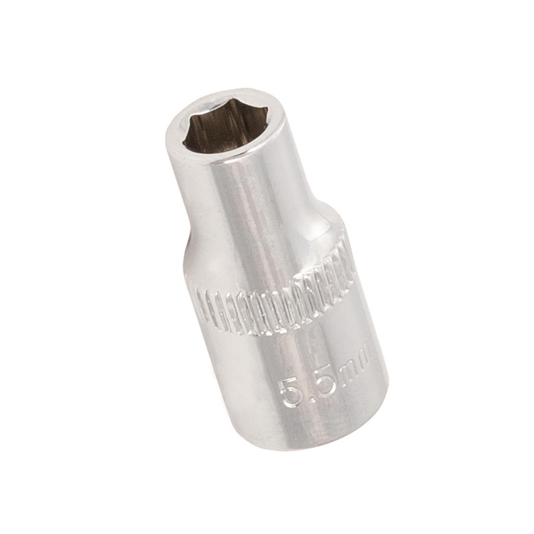 Quality Socket 1/4" Drive Metric Hex Square 5.5mm Individual Hex Polished Crv