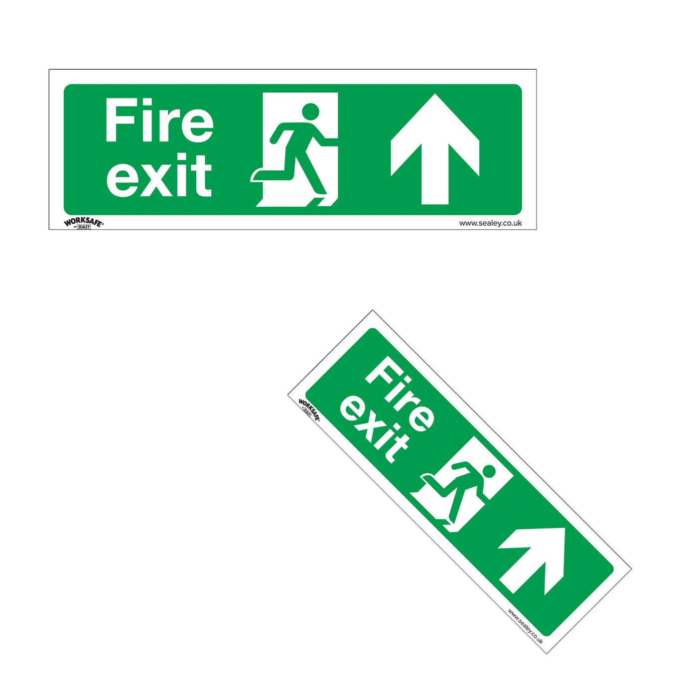Sealey Safety Sign - Fire Exit (Up) - Slf-Adhes. Vinyl - Pack of 10