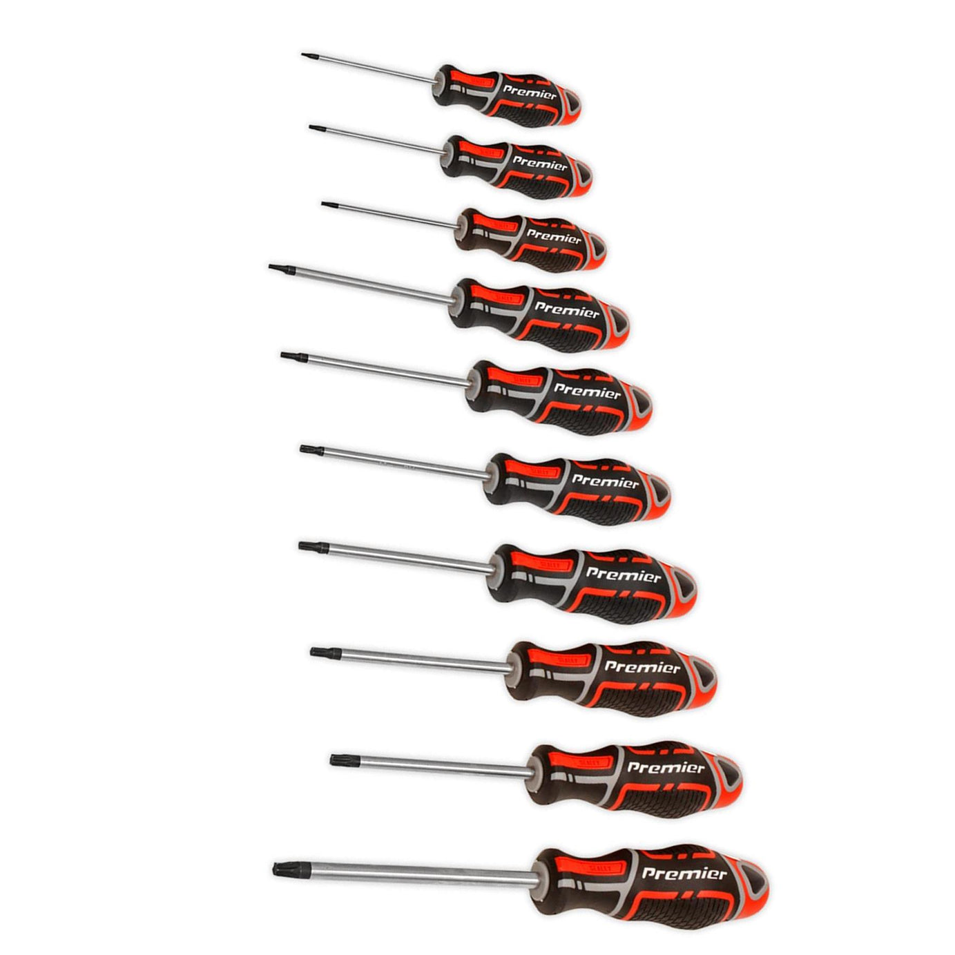Sealey 10pc TRX Star Torx Screwdriver Set Magnetic GripMax Red T7-T40 AK4324