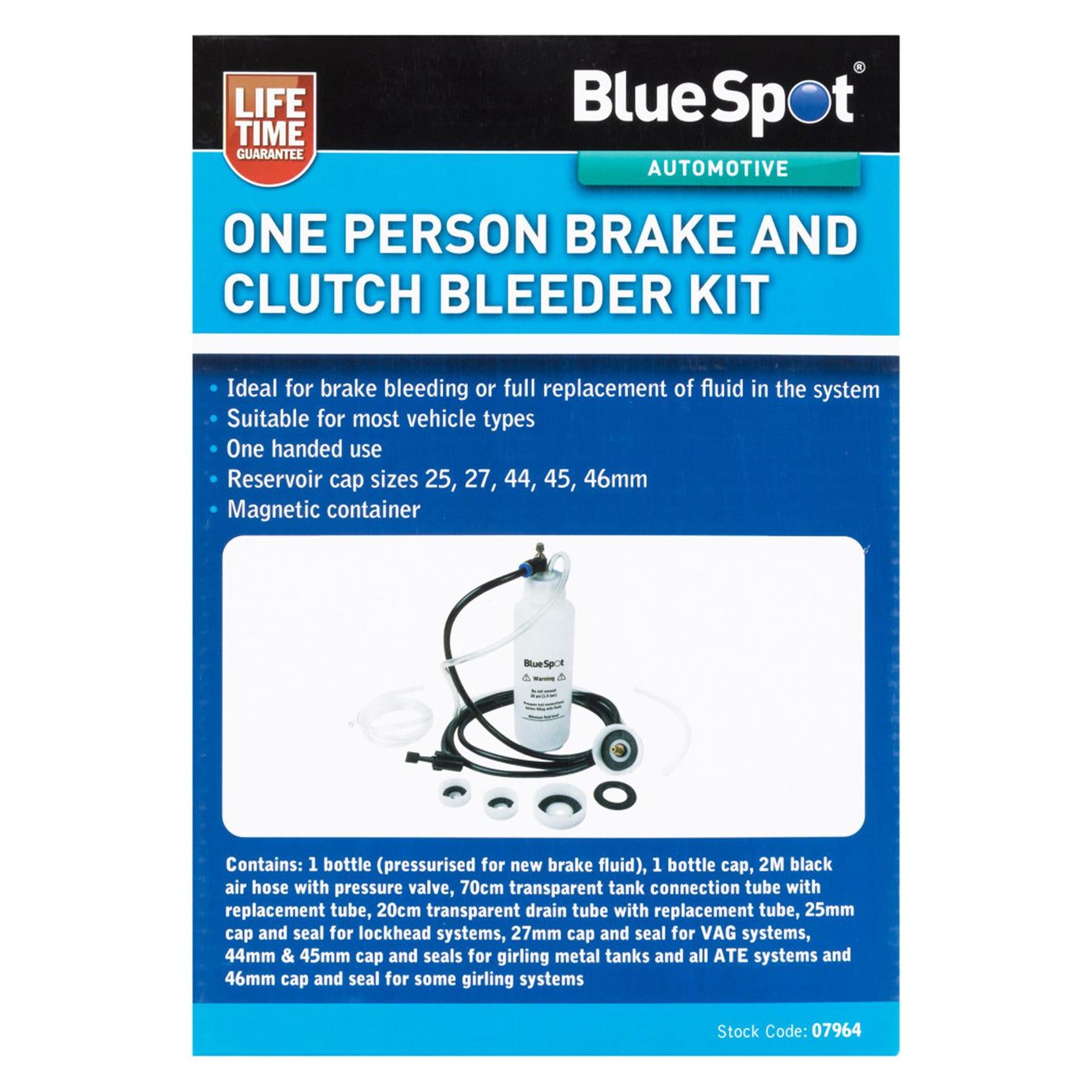 BlueSpot One Person Brake Clutch Vacuum Bleeder Pump Pneumatic Bleeding Kit