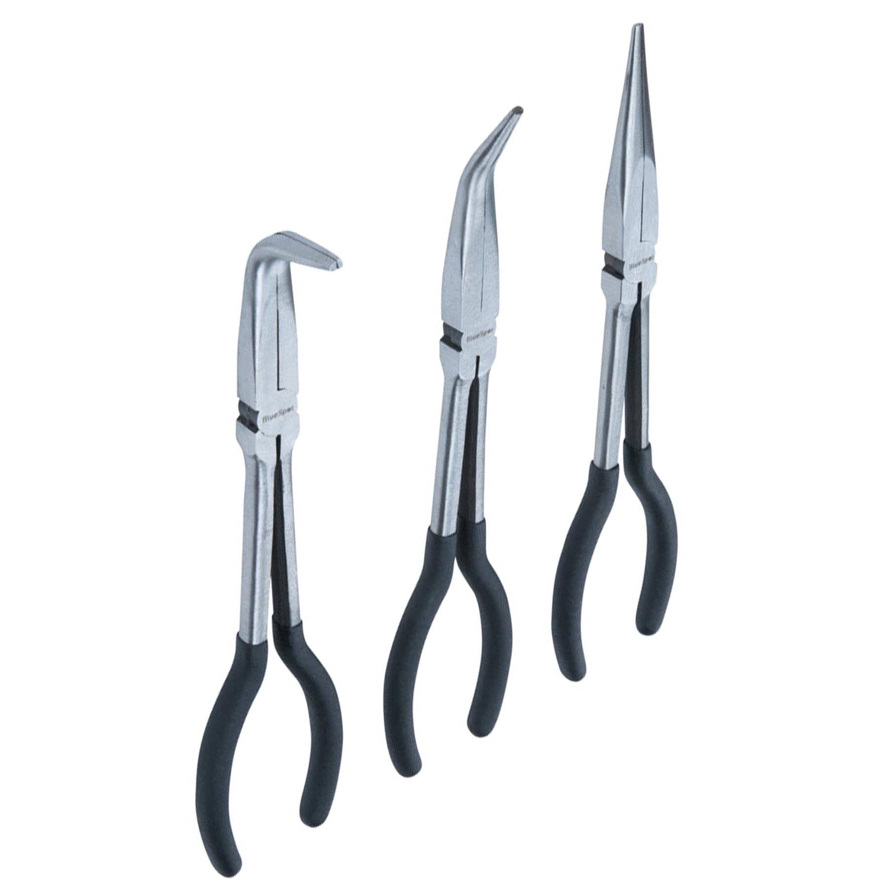 BlueSpot 3Pce Long Reach Plier Set Polished Head Soft-Grip Handles
