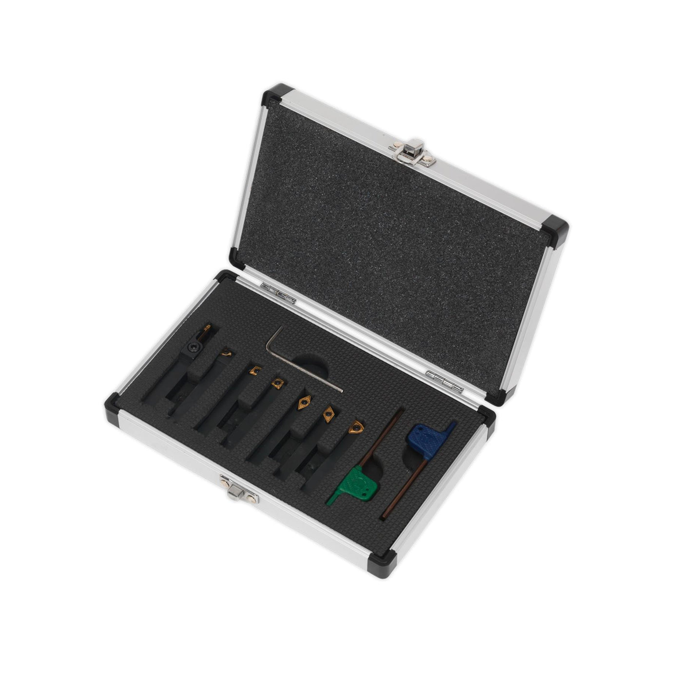 Sealey Indexable 10mm Lathe Turning Tool Set 7pc Storage Box
