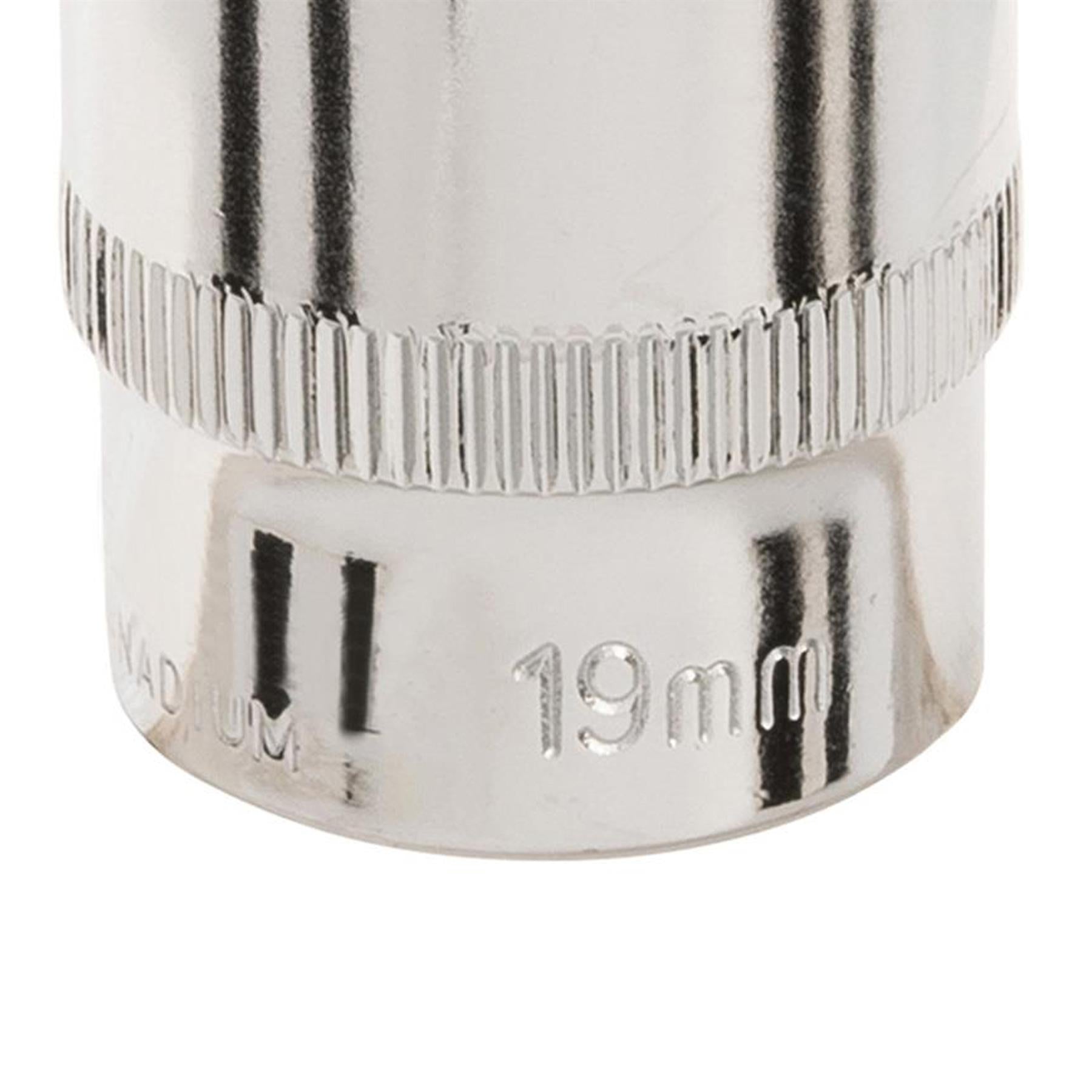 Socket 3/8" Drive Metric Hex Square 19mm Individual Hex Polished Crv Tool