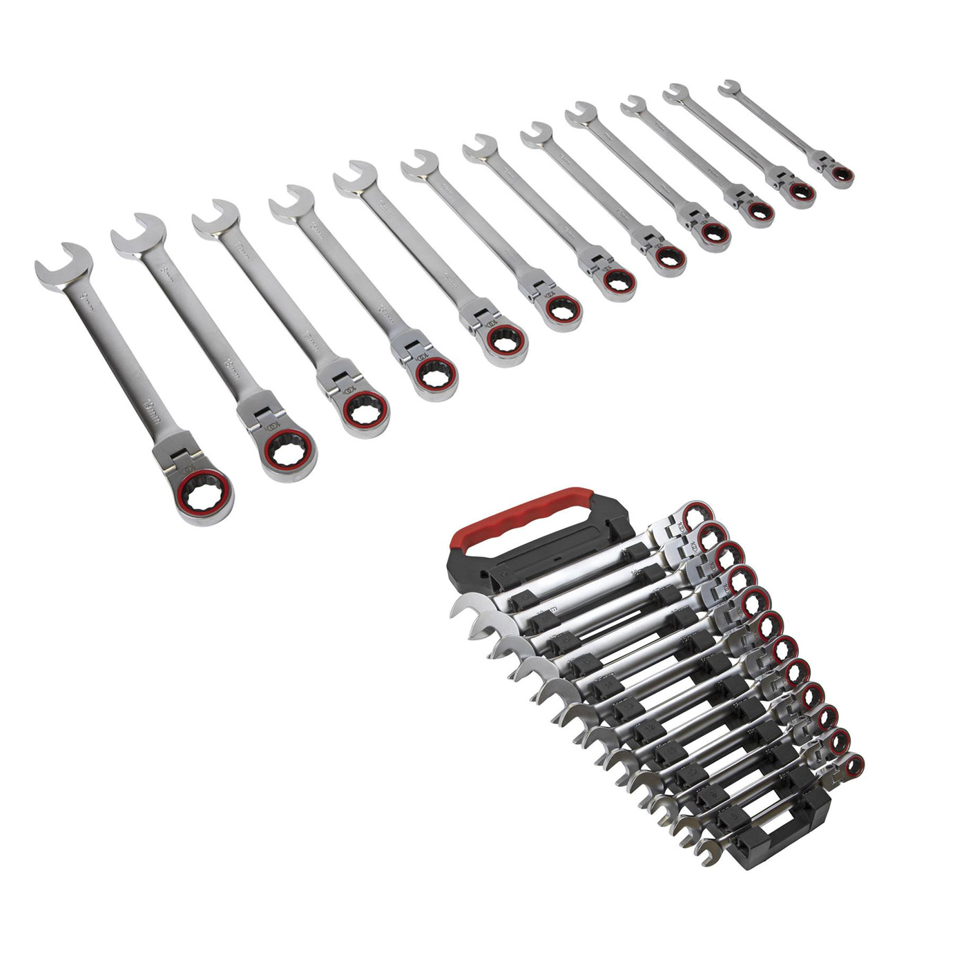 Sealey Flexi-Head Ratchet Combination Spanner Set 12pc Metric Platinum Series