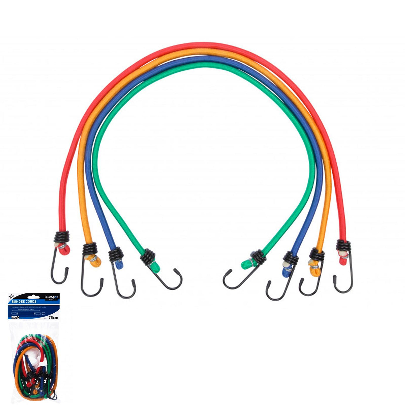 Clearance 75mm Bungee Shock Elastic Stretch Cords Set Of 4pce Heavy Duty