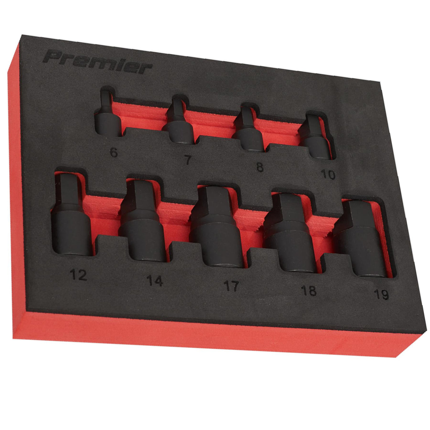 Sealey Low Pro. Impact Hex Socket Bit Set 1/4" & 3/8"Sq Drive 9pc