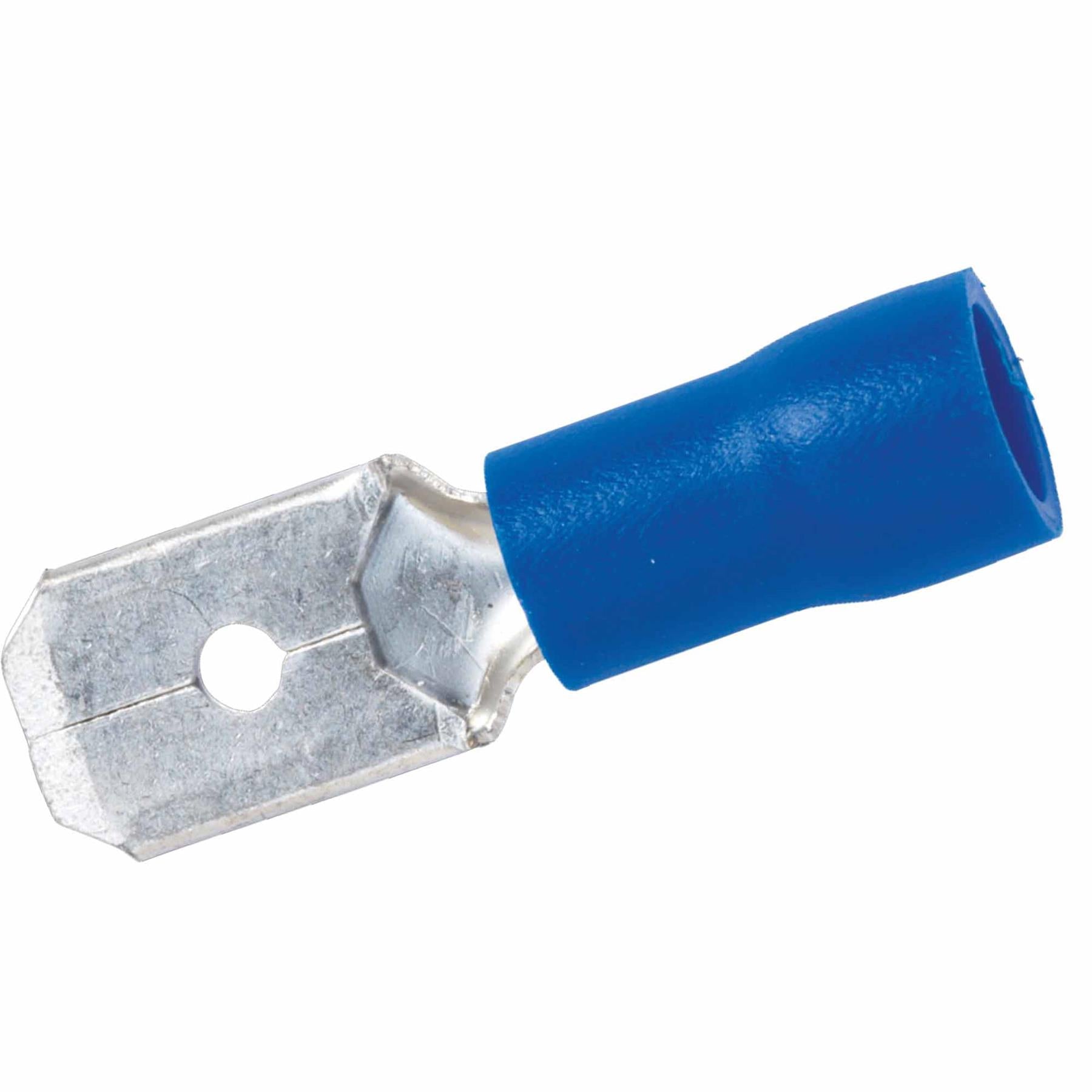 Push-On Terminal 6.3mm Male Blue Pack of 100. Sealey