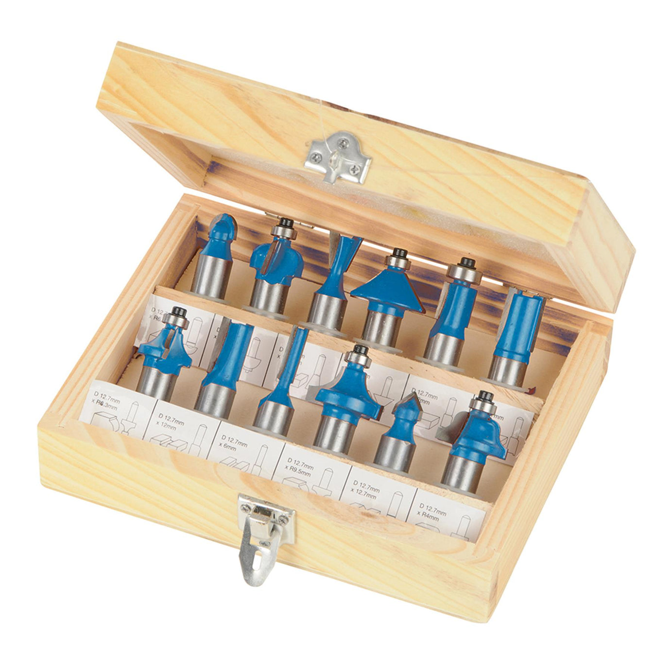 ?1/2" Inch TCT Router Bit Set 12 pce?Piece Cutters Kit in Wooden Box/Case