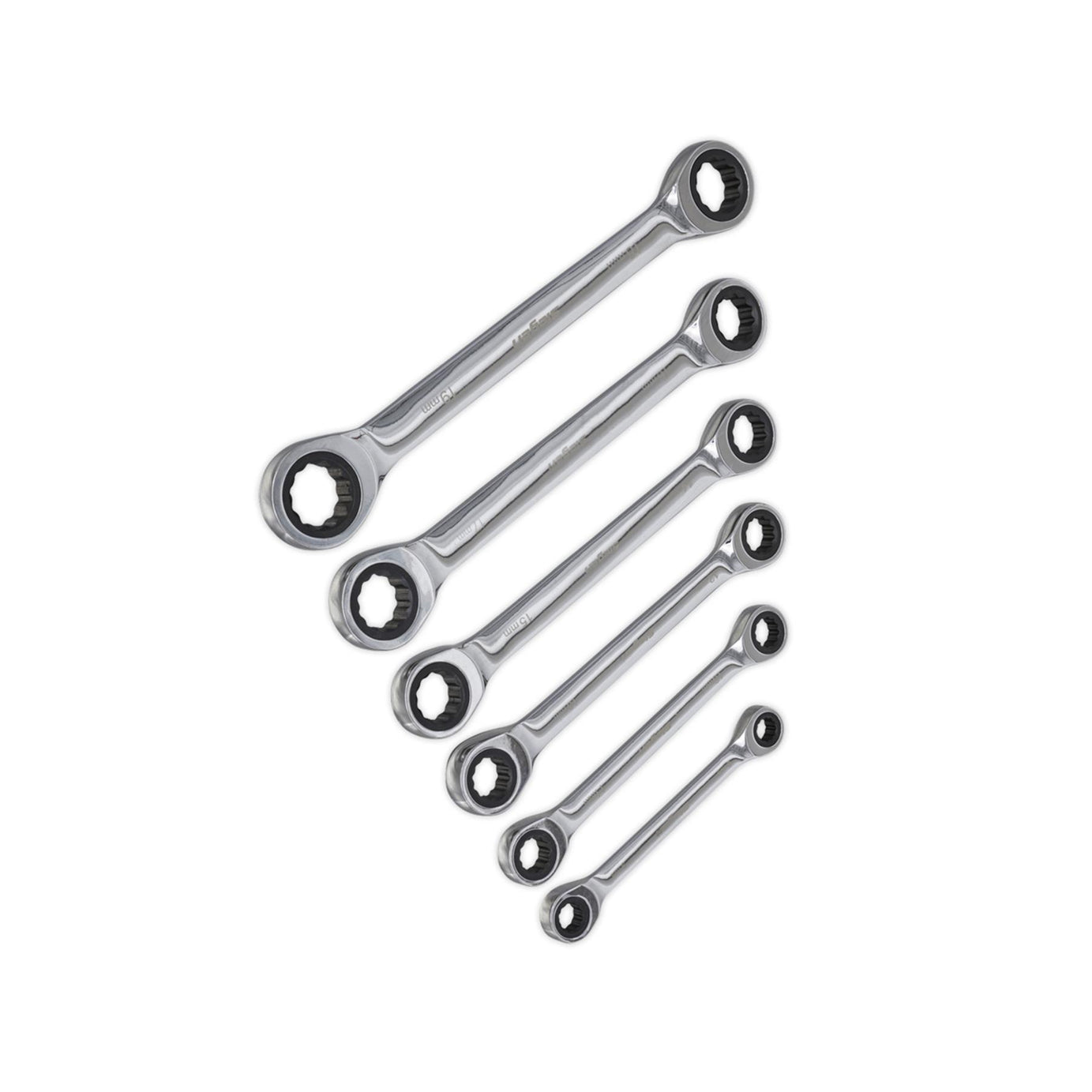 Sealey Double End Ratchet Ring Spanner Set 6pc Metric