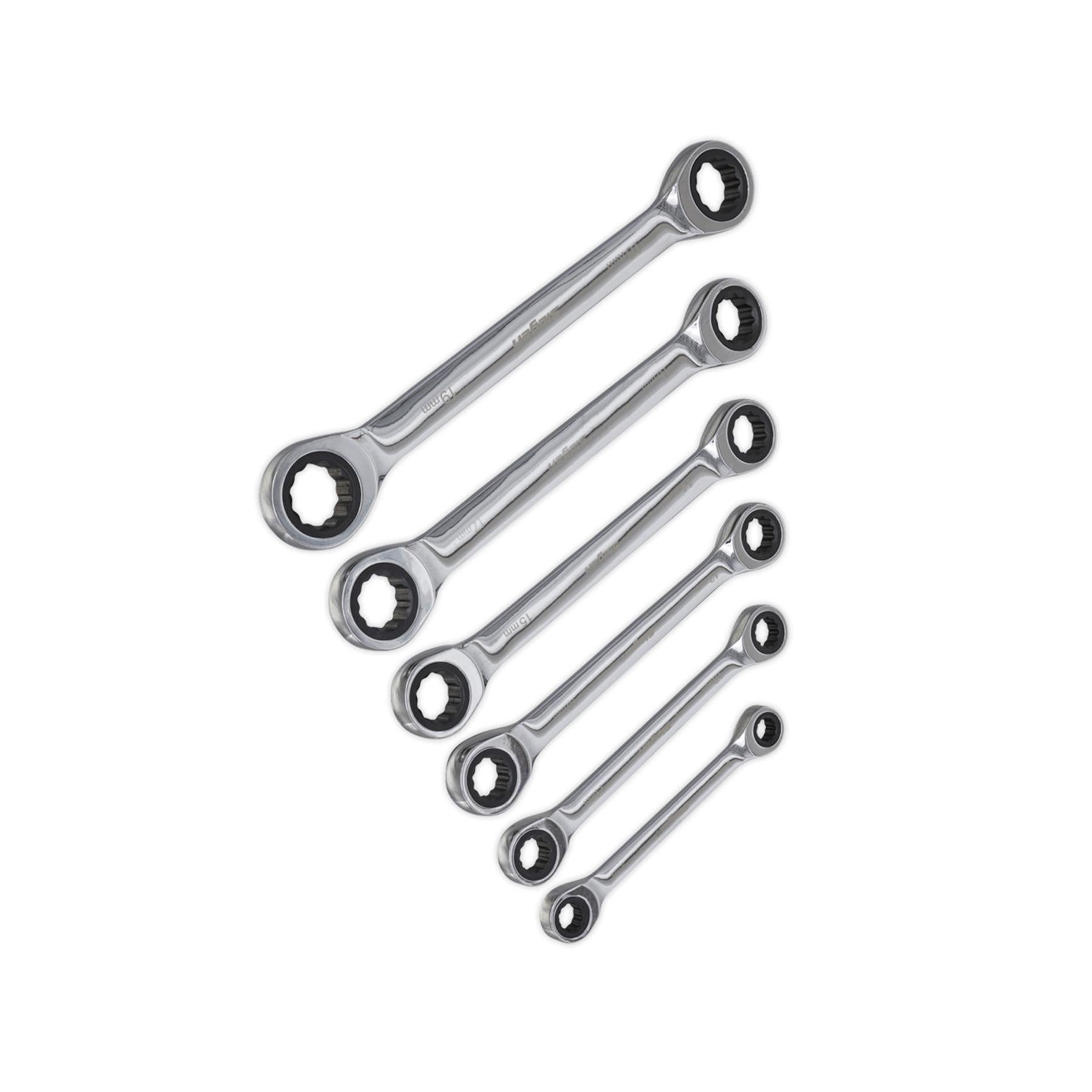 Sealey Double End Ratchet Ring Spanner Set 6pc Metric